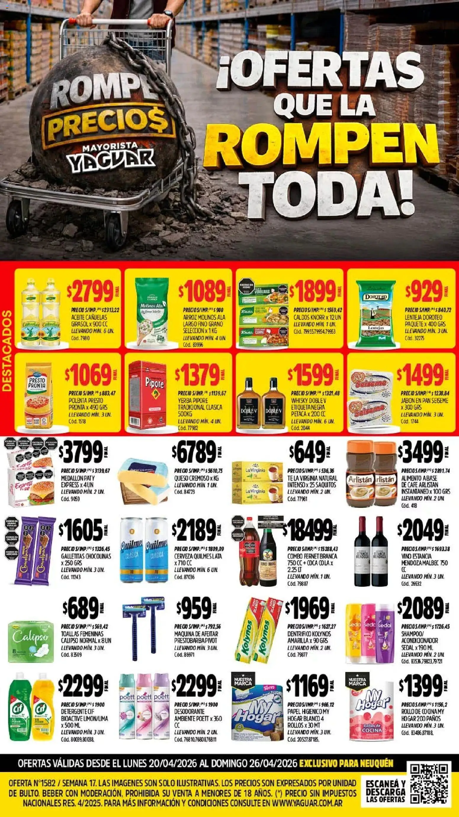 Yaguar - Oferta Semanal Neuquen │ válido desde el 20.04.2026 | Página: 1 | Productos: Aceite, Acondicionador, Jabón, Vino