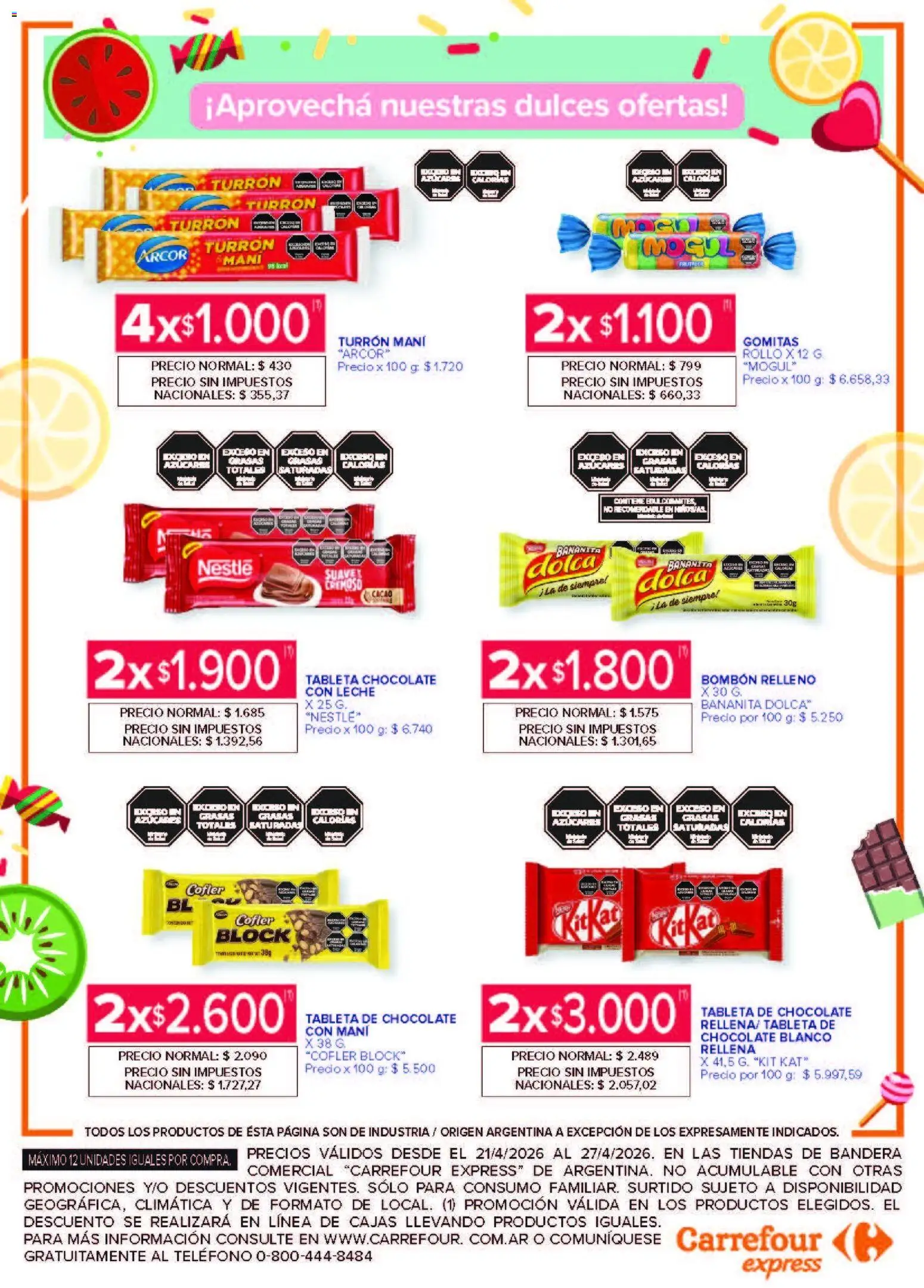 Carrefour - Carrefour Express │ válido desde el 21.04.2026 | Página: 4 | Productos: Tableta, Gomitas, Turrón, Cacao
