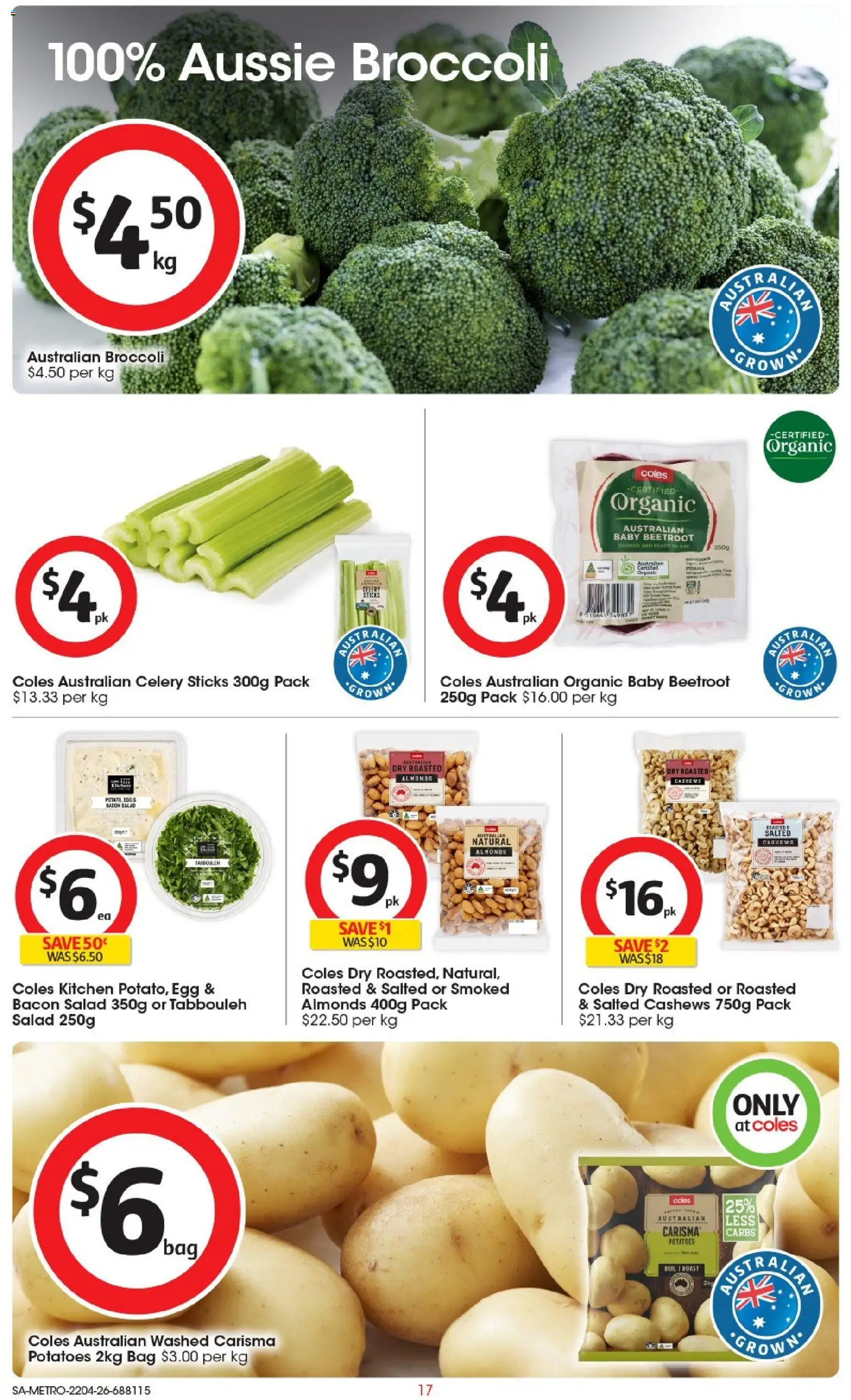 Coles catalogue - valid from 22.04.2026 | Page: 17 | Products: Bacon, Salad, Beetroot, Bag