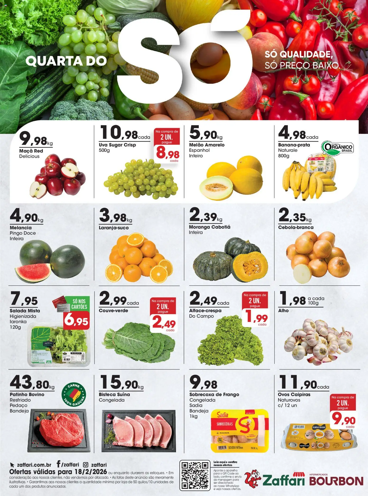 Zaffari Folheto - válido de 18.02.2026 | Página: 1 | Produtos: Bourbon, Baixo, Bandeja, Frango
