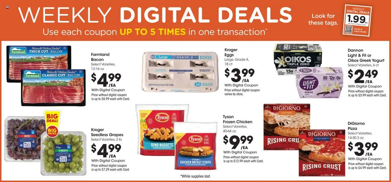 Fry's Food Weekly Ad - valid from 10.09.2025 | Page: 4 | Products: Yogurt, Eggs, Pizza, Grapes