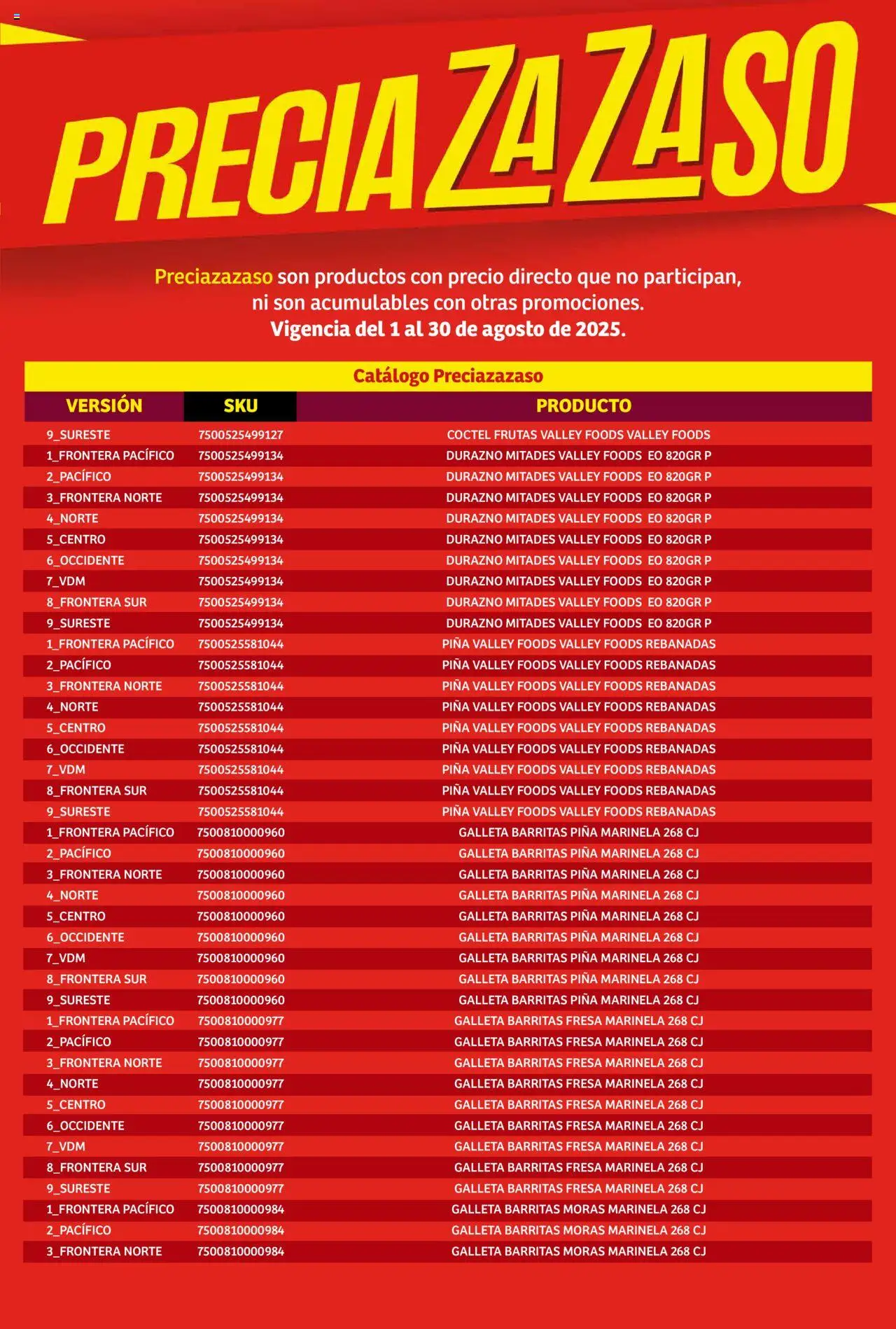Nuevas ofertas de Soriana válidas en toda la República Mexicana desde el 01.08.2025. ¡Encuentra las mejores ofertas en Soriana - Catálogo Preciazazaso Mercado Nacional! | Página: 57 | Productos: Fresa, Durazno, Piña