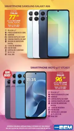 Lojas Cem - Ofertas atuais - Pré-Visualização do folheto da loja Lojas Cem, válido de 20.04.2026 | Página: 7 | Produtos: Memória ram, Tela, Bateria, Smartphone