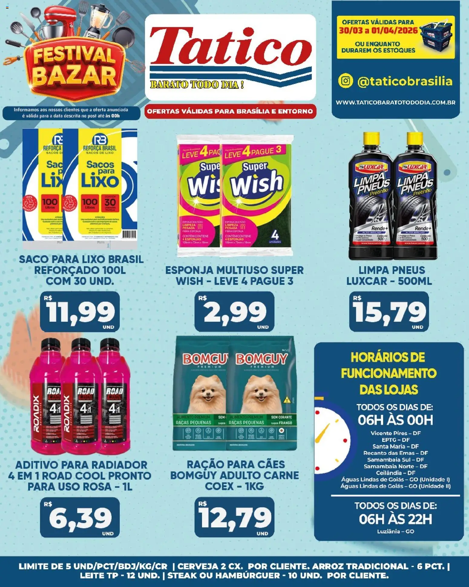 Tatico Folheto - válido de 30.03.2026 | Página: 4 | Produtos: Leite, Cerveja, Pneus, Hambúrguer