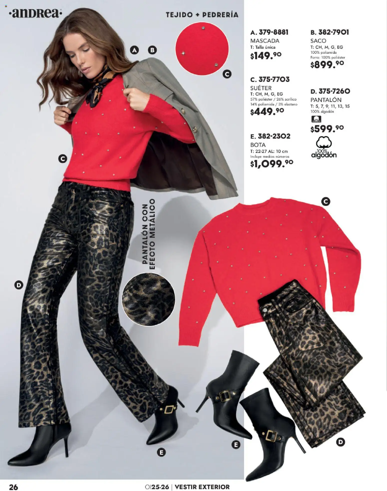 Nuevas ofertas de Andrea válidas en toda la República Mexicana desde el 26.11.2025. ¡Encuentra las mejores ofertas en Andrea catálogo Vestir! | Página: 26 | Productos: Suéter, Algodón