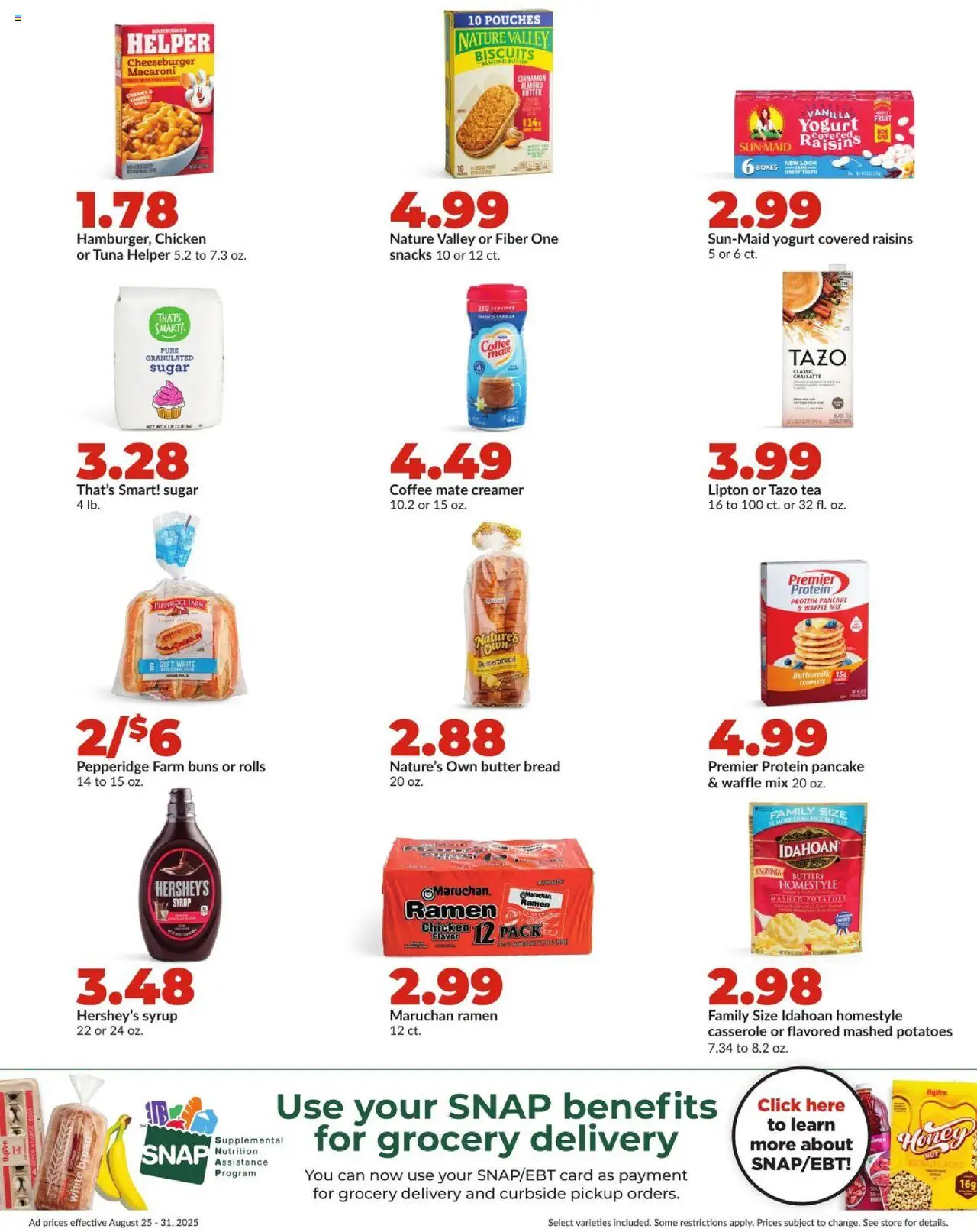 HyVee Weekly Ad - valid from 25.08.2025 | Page: 25 | Products: Bread, Coffee, Tea, Potatoes