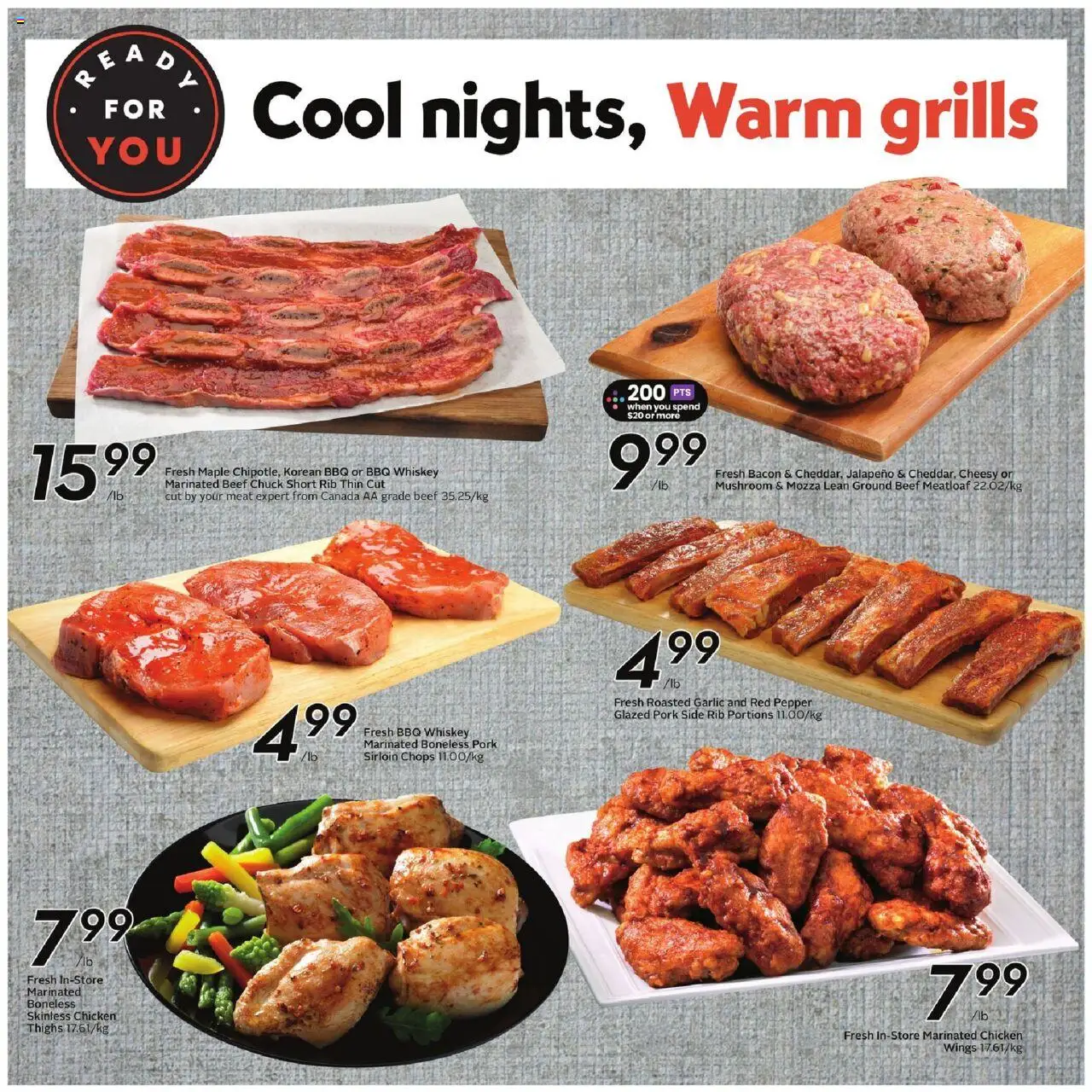 Safeway flyer valid from 16.10.2025 | Page: 15 | Products: Beef, Whiskey, Chicken wings, Pork