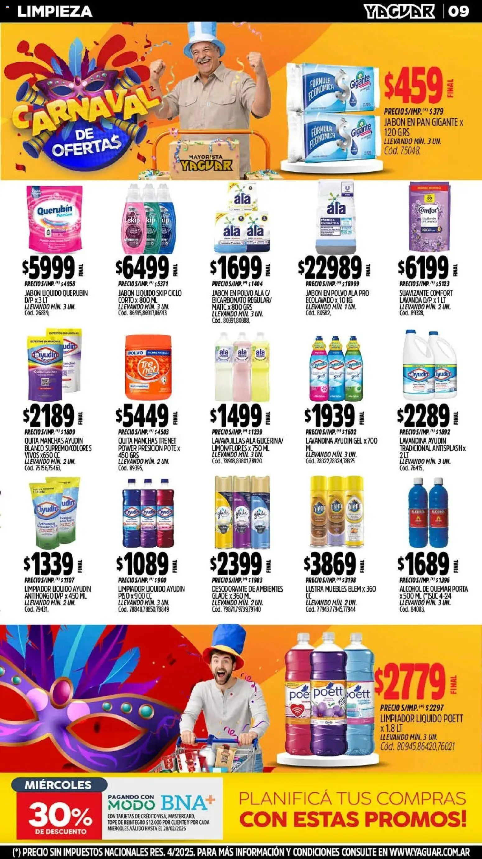Yaguar - Oferta Semanal Mendoza │ válido desde el 02.02.2026 | Página: 9 | Productos: Lavavajillas, Jabón, Jabón en polvo, Pan