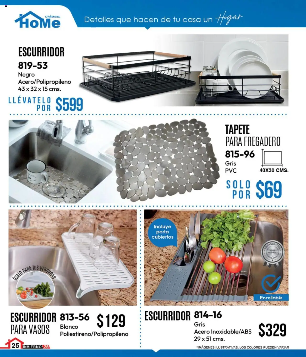 Nuevas ofertas de Cklass válidas en toda la República Mexicana desde el 15.09.2025. ¡Encuentra las mejores ofertas en Cklass - Catálogo Home Invierno ! | Página: 48 | Productos: Escurridor, Vasos, Tapete