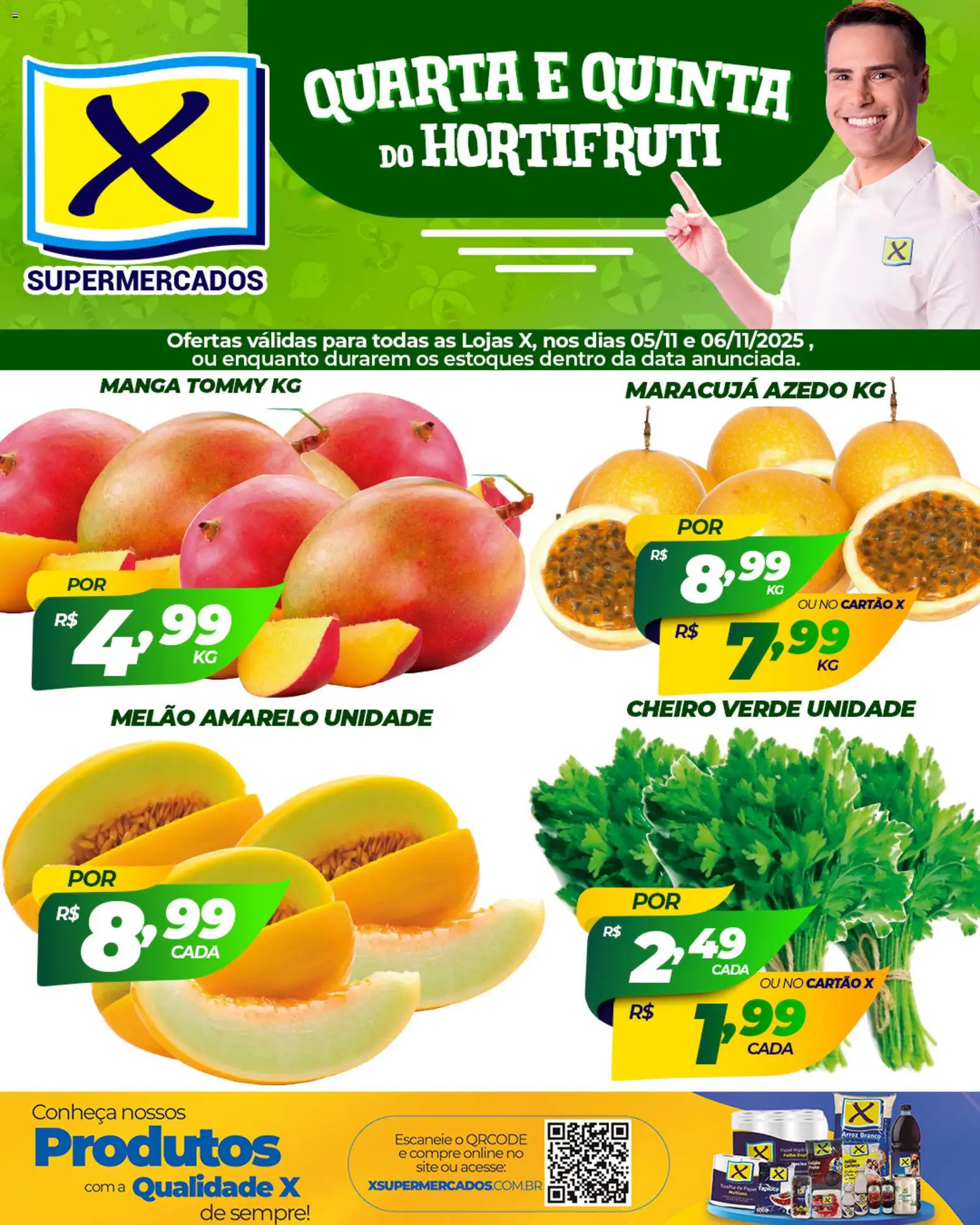 X Supermercados Folheto - válido de 05.11.2025 | Página: 2 | Produtos: Maracujá, Melão, Tapioca, Arroz