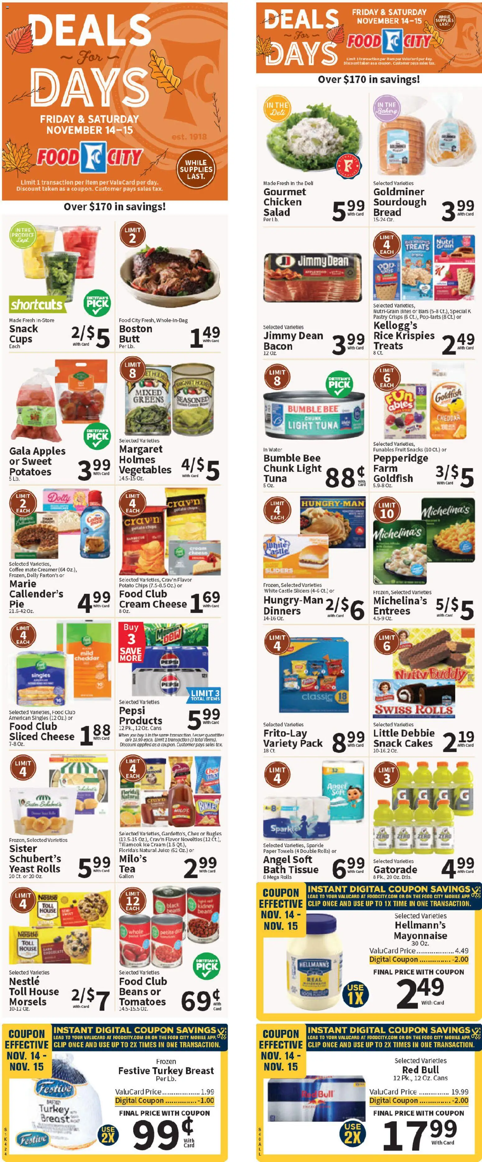 Food City Weekly Ad - valid from 12.11.2025 | Page: 1 | Products: Juice, Tomatoes, Rice, Cream