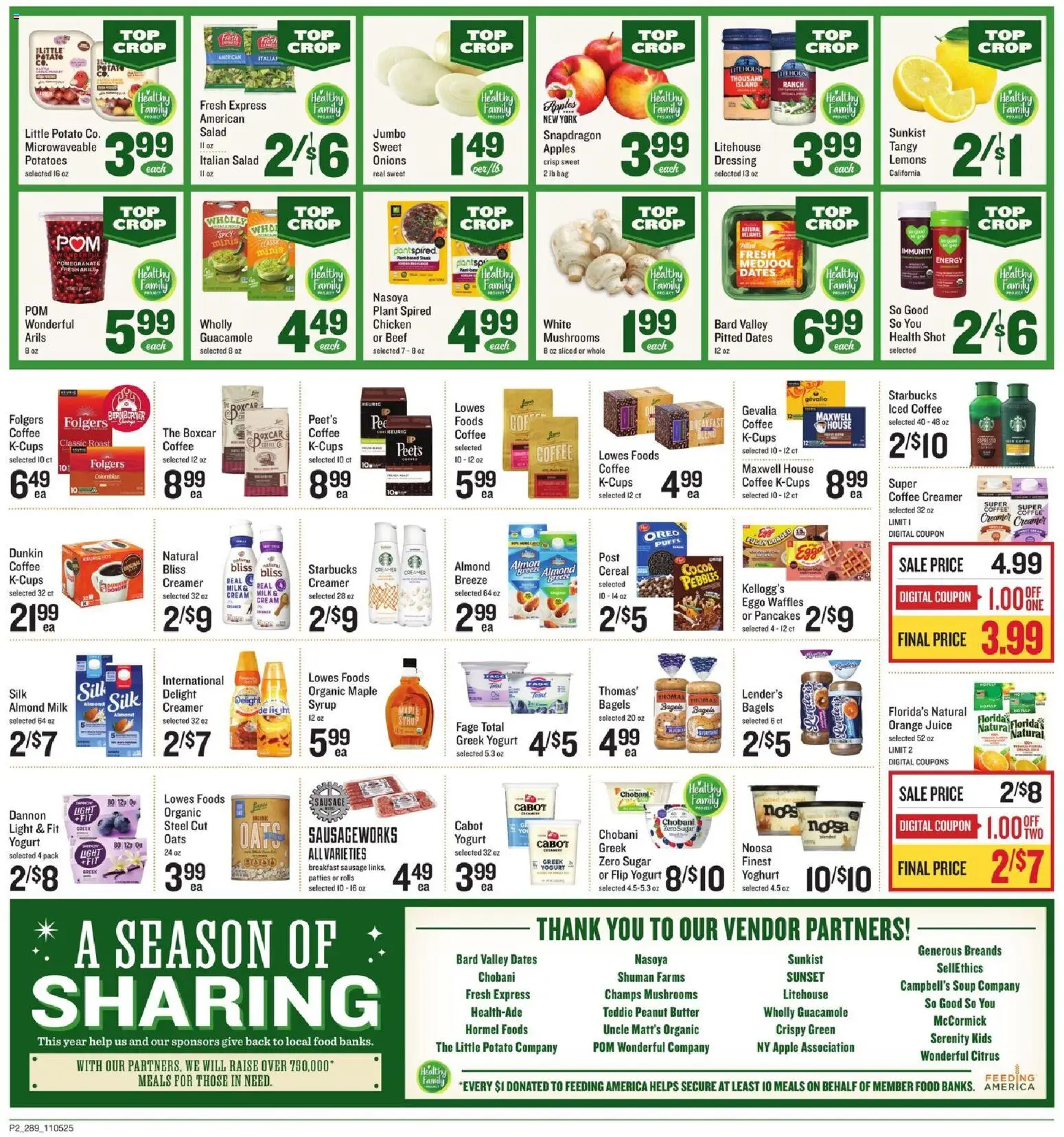 Lowes Foods Weekly Ad - GA - valid from 05.11.2025 | Page: 2 | Products: Mushrooms, Yogurt, Juice, Bag