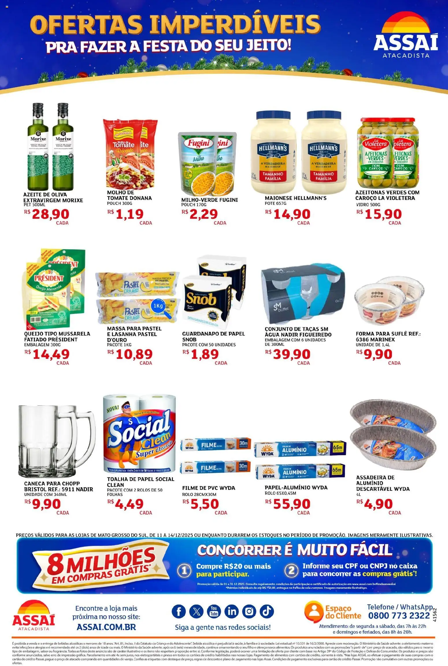 Assaí Atacadista Folheto - válido de 11.12.2025 | Página: 2 | Produtos: Queijo, Telefone, Maionese, Azeite