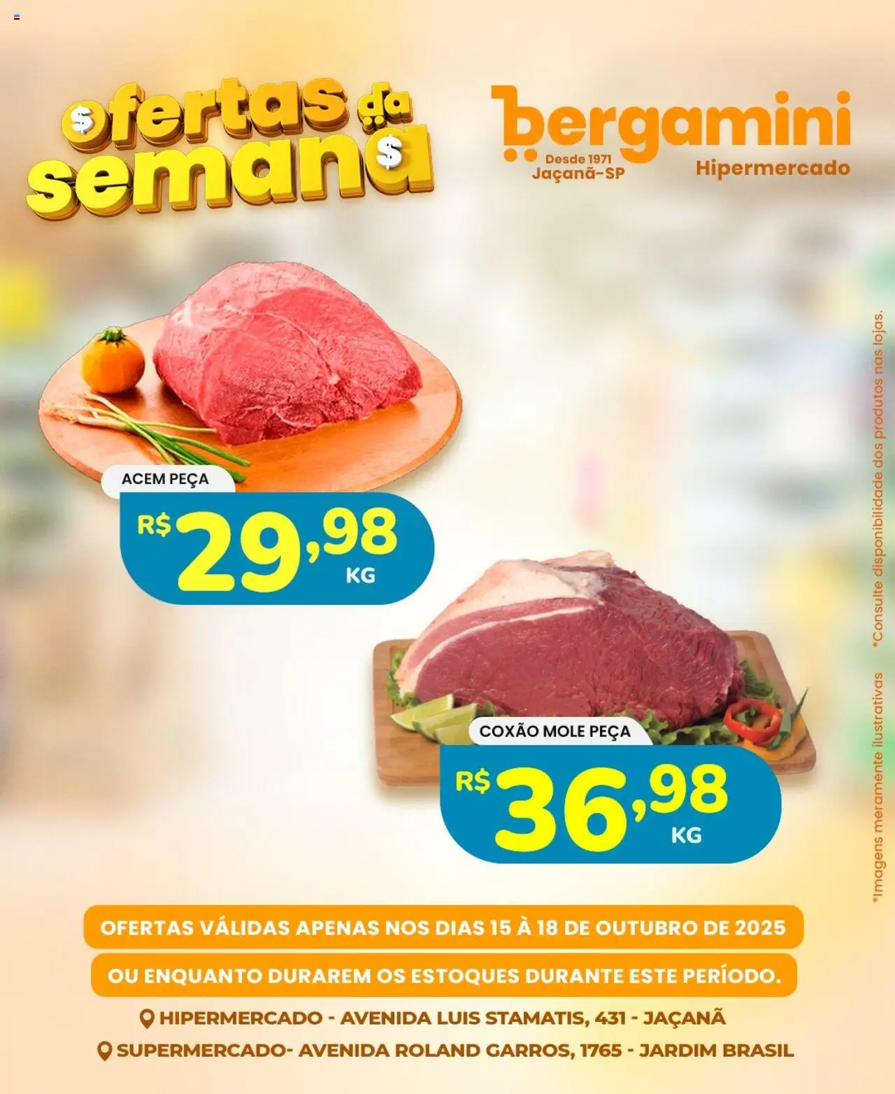 Supermercado Bergamini Folheto - válido de 15.10.2025 | Página: 1 | Produtos: Acém
