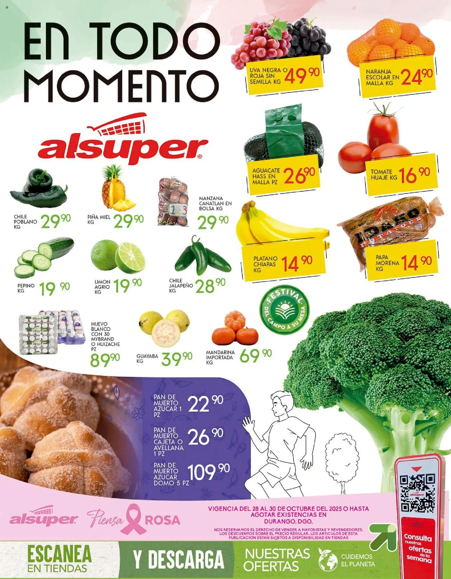 Nuevas ofertas de Alsuper válidas en toda la República Mexicana desde el 28.10.2025. ¡Encuentra las mejores ofertas en Alsuper folleto Durango! | Página: 1 | Productos: Azúcar, Tomate, Uva, Sobre