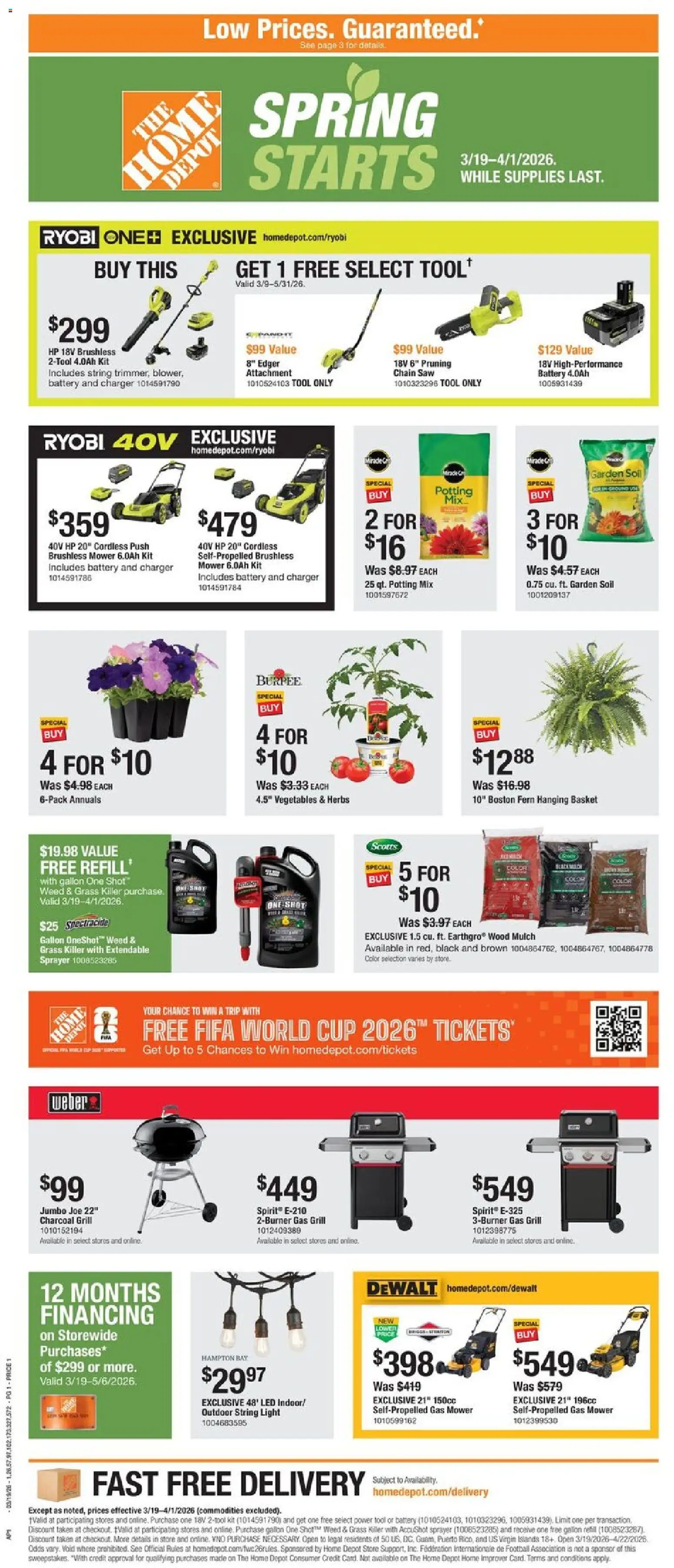 Home Depot Local Ad - GA - valid from 19.03.2026 | Page: 1 | Products: Edger, Mower, Saw, Grill