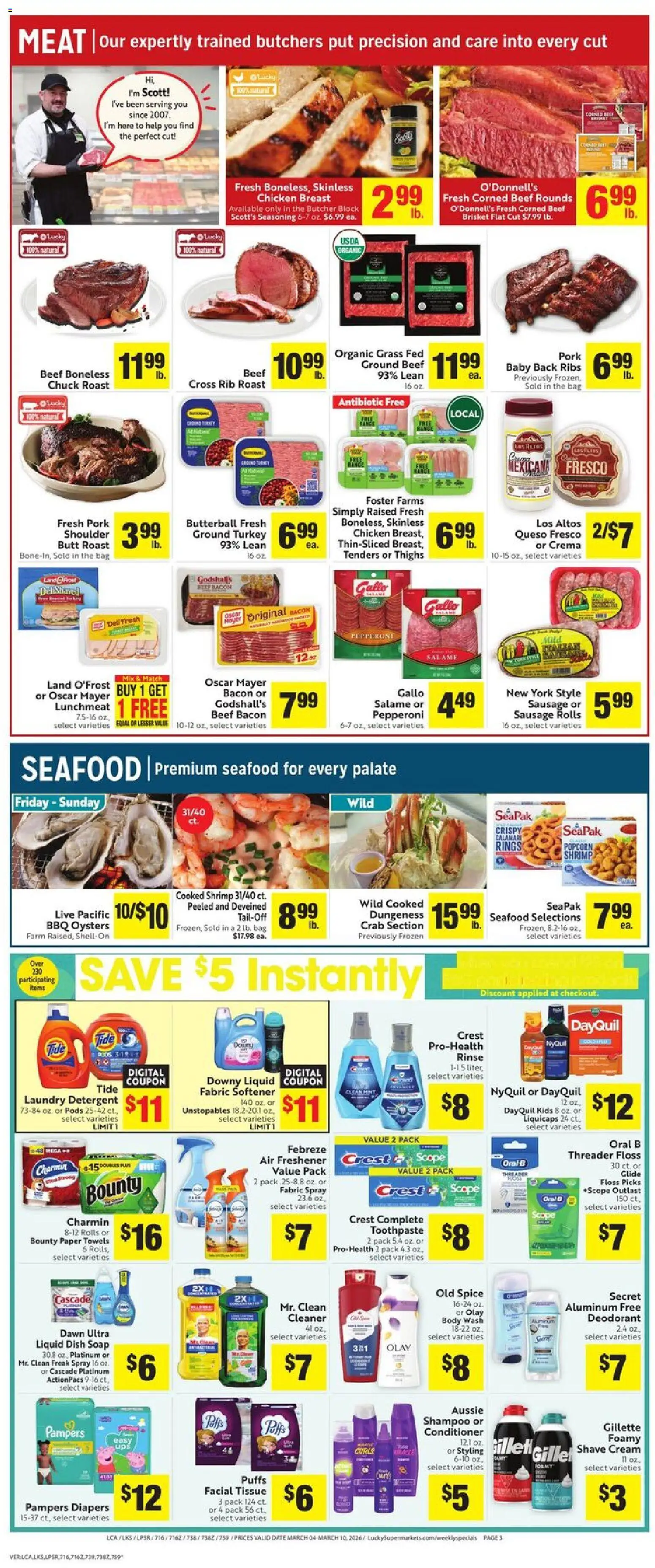 Lucky Supermarkets Weekly - AK - valid from 04.03.2026 | Page: 3 | Products: Cream, Body Wash, Seafood, Date