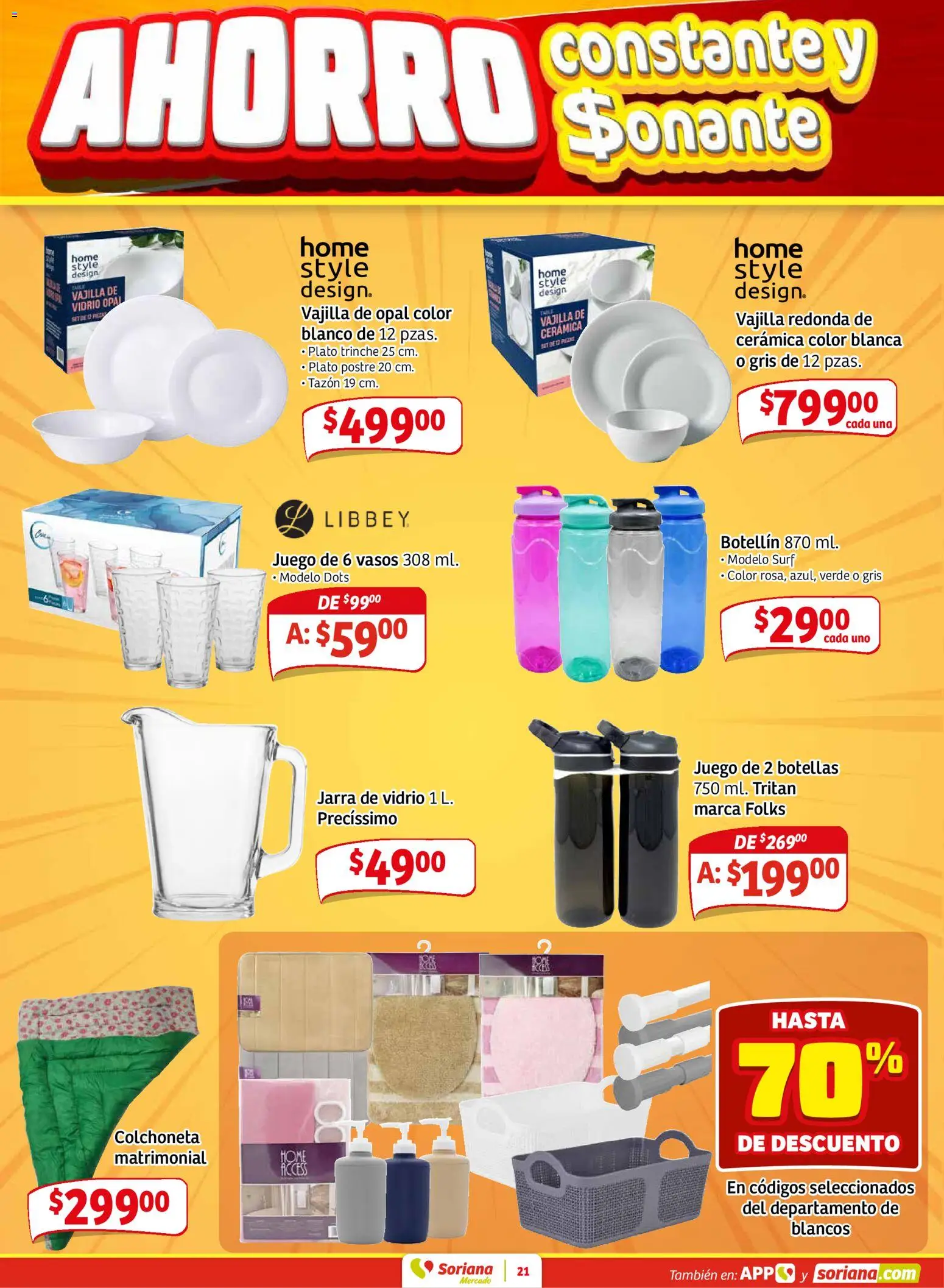 Nuevas ofertas de Soriana válidas en toda la República Mexicana desde el 02.01.2026. ¡Encuentra las mejores ofertas en Soriana - Pesito Valedor Mercado: Camp, Chia, Oax, Q. Roo, Tab, Yuc! | Página: 29 | Productos: Colchoneta, Juego, Vasos, Jarra