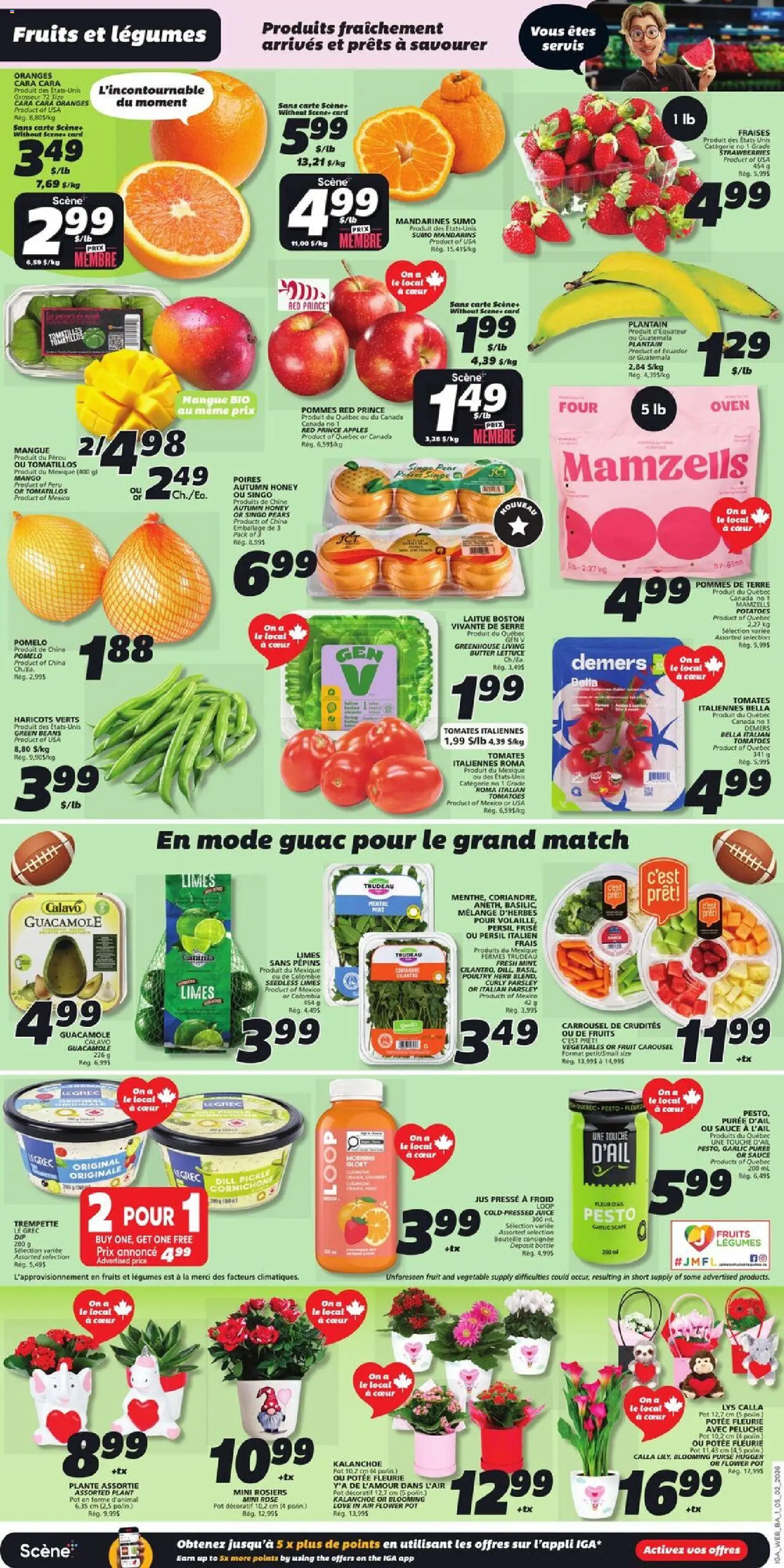 IGA flyer valid from 05.02.2026 | Page: 3 | Products: Strawberries, Potatoes, Juice, Tomatoes