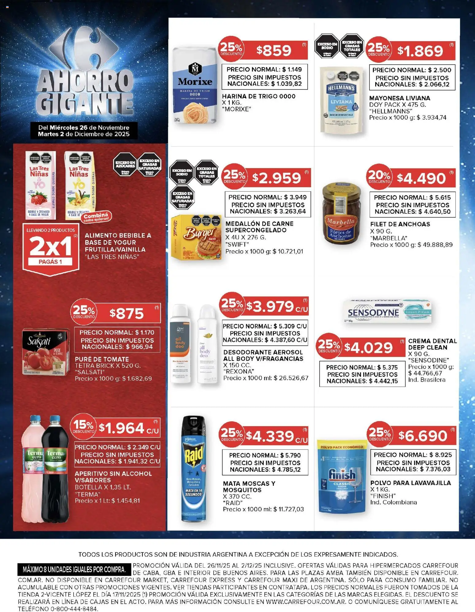 Carrefour ofertas │ válido desde el 26.11.2025 | Página: 15 | Productos: Botella, Harina, Mayonesa, Yogur