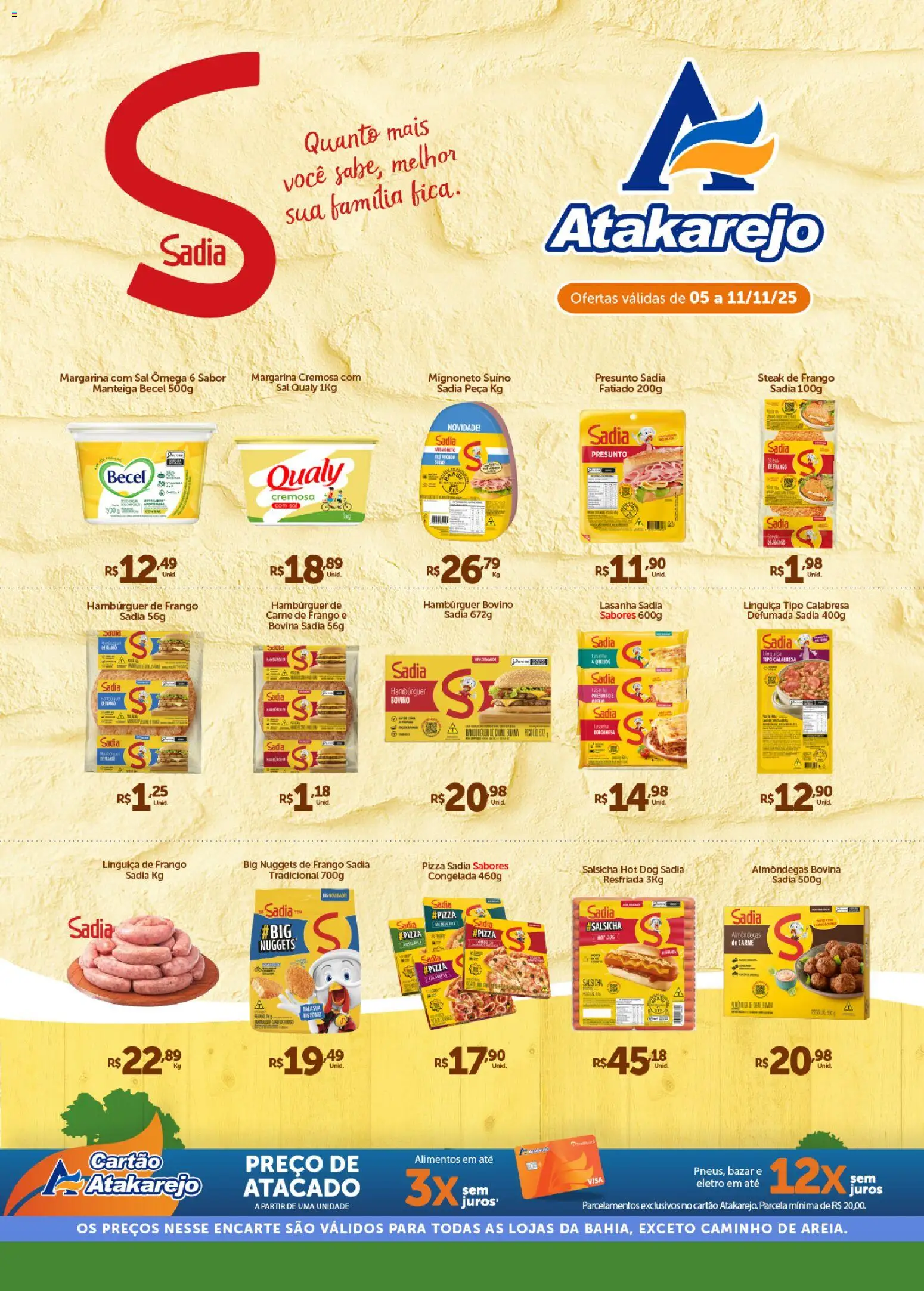 Atakarejo Folheto - válido de 05.11.2025 | Página: 1 | Produtos: Salsicha, Manteiga, Presunto, Hambúrguer