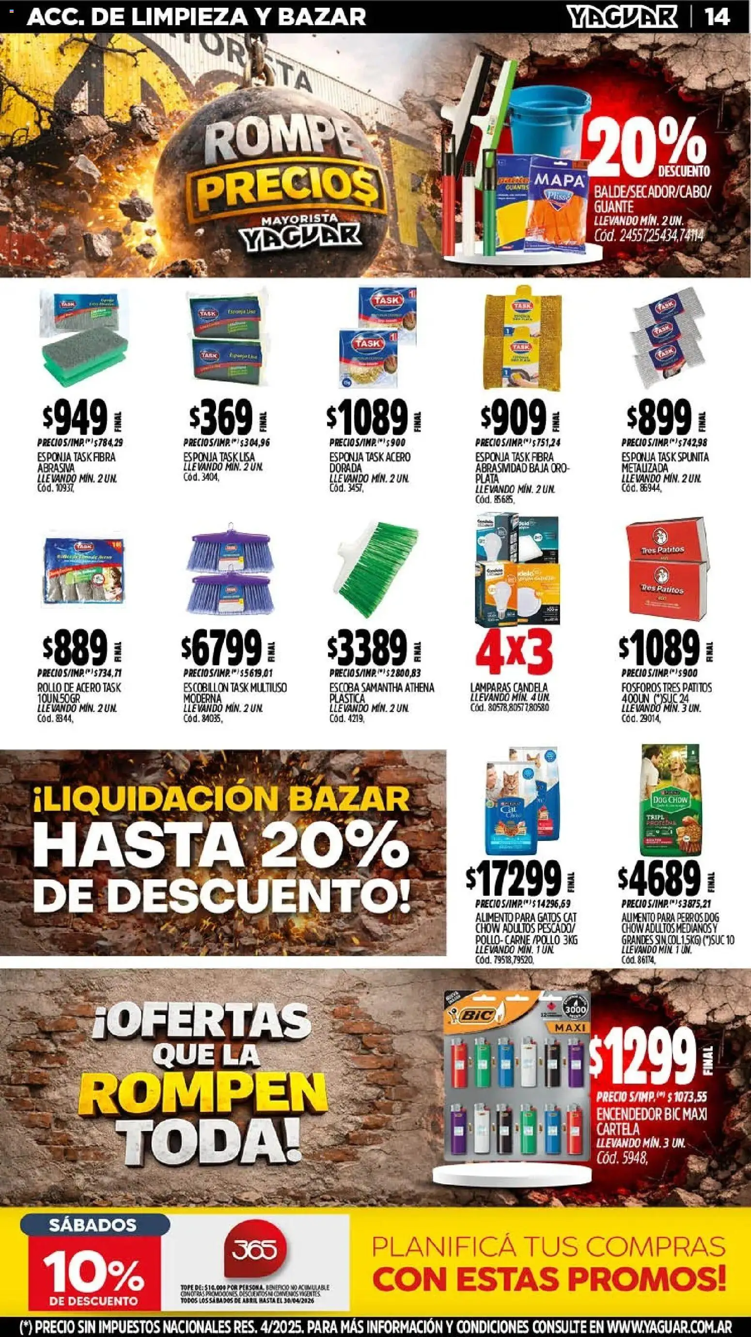 Yaguar - Oferta Semanal Salta │ válido desde el 13.04.2026 | Página: 15 | Productos: Encendedor, Guante, Esponja, Escoba