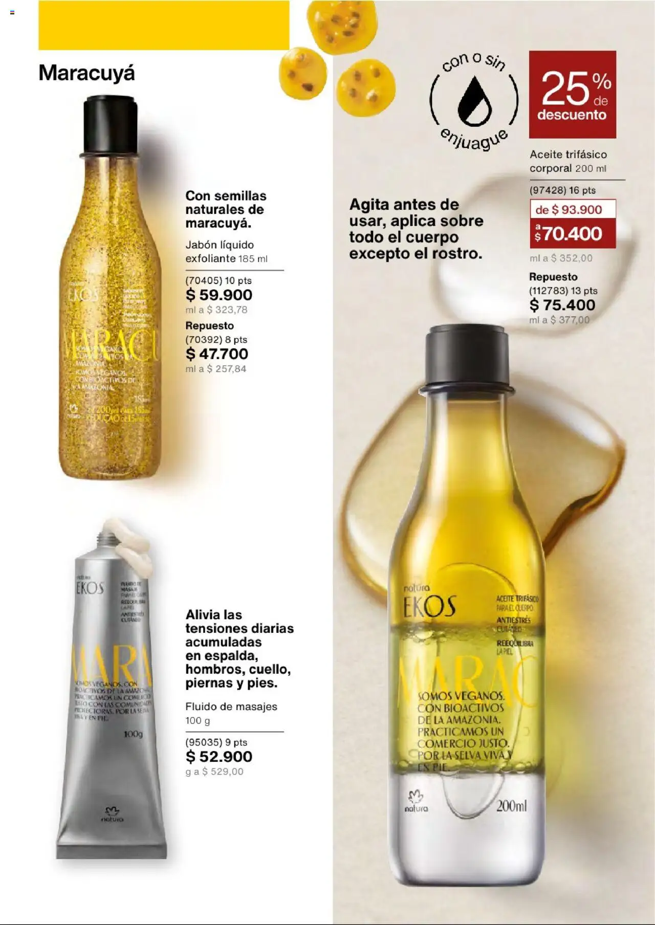 Natura revista - valida desde el 14.08.2025 | Página: 129 | Productos: Jabón líquido, Sobre, Maracuyá, Aceite