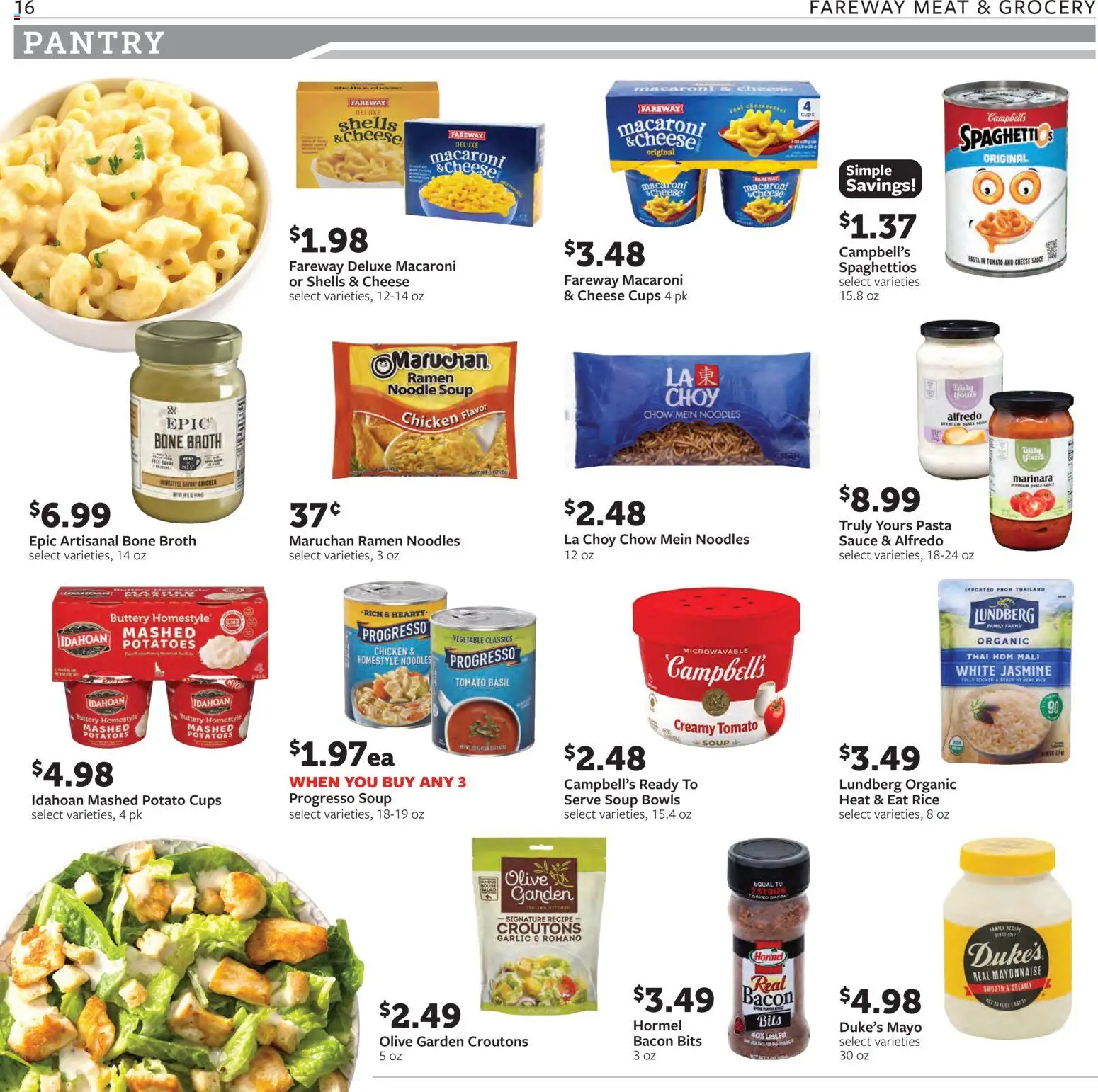 Fareway Weekly Ad - valid from 01.12.2025 | Page: 16 | Products: Cheese, Rice, Pasta, Mayonnaise