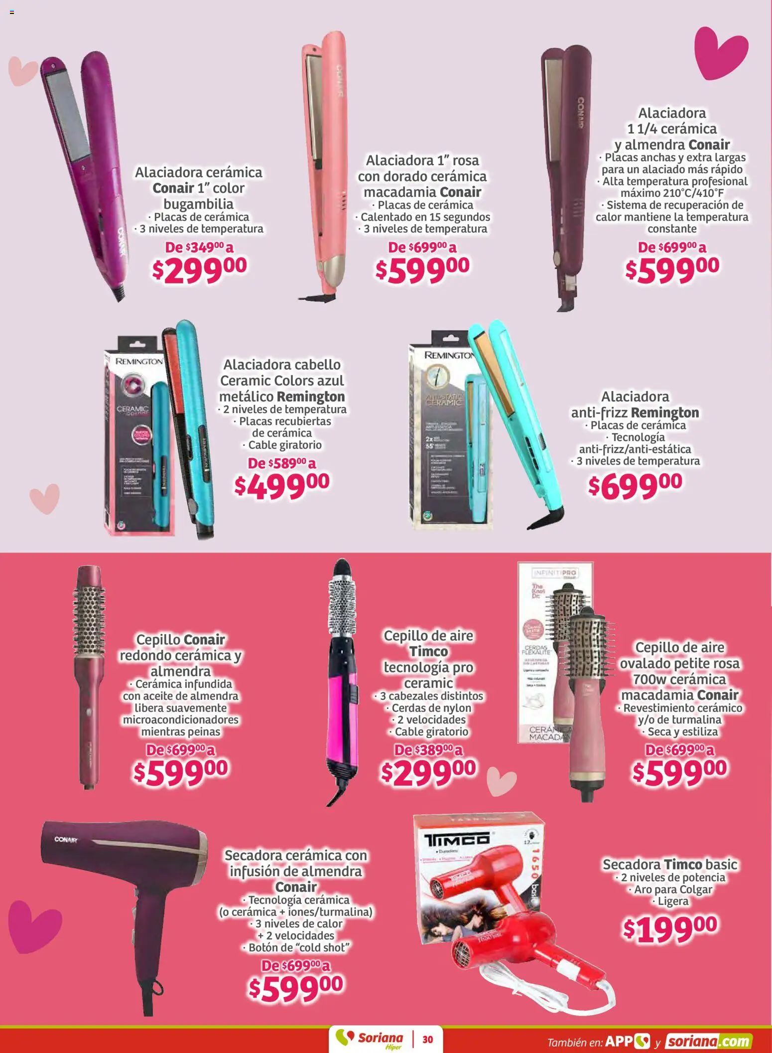 Nuevas ofertas de Soriana válidas en toda la República Mexicana desde el 30.01.2026. ¡Encuentra las mejores ofertas en Soriana - Preciazazaso Híper: Camp, Chia, Oax, Q. Roo, Tab, Yuc! | Página: 30 | Productos: Secadora, Aceite, Cable, Shot