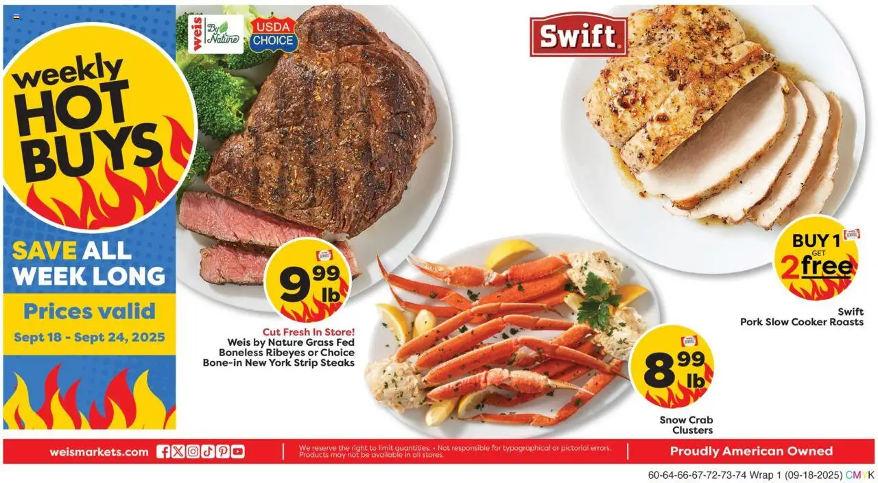 Weis Weekly Ad - valid from 18.09.2025 | Page: 1 | Products: Cooker, Pork