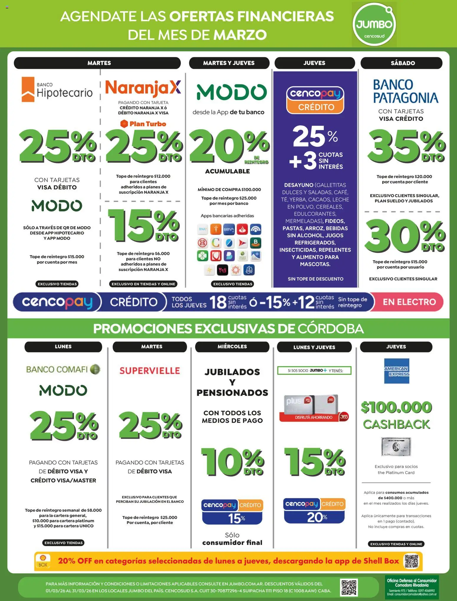 Jumbo - Ofertas | Córdoba │ válido desde el 20.03.2026 | Página: 9 | Productos: Teléfono, Banco, Galletitas, Leche