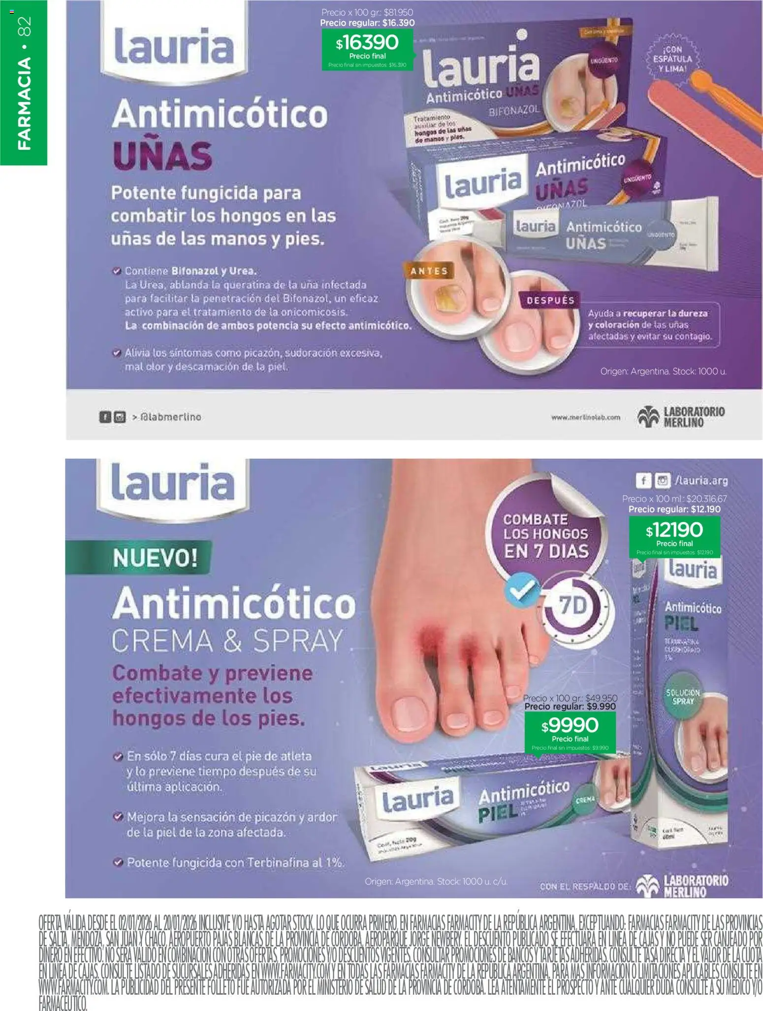 Farmacity catálogo │ válido desde el 02.01.2026 | Página: 82 | Productos: Lima, Espatula, Hongos, Crema
