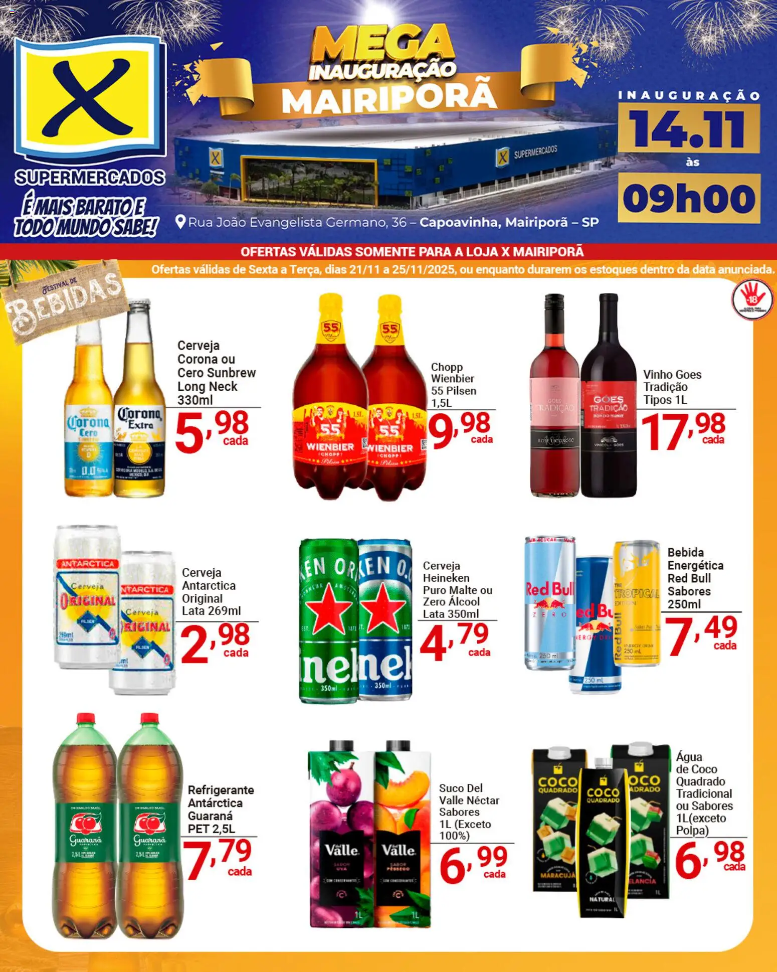X Supermercados Folheto - válido de 21.11.2025 | Página: 4 | Produtos: Coco, Suco, Cerveja, Açúcar