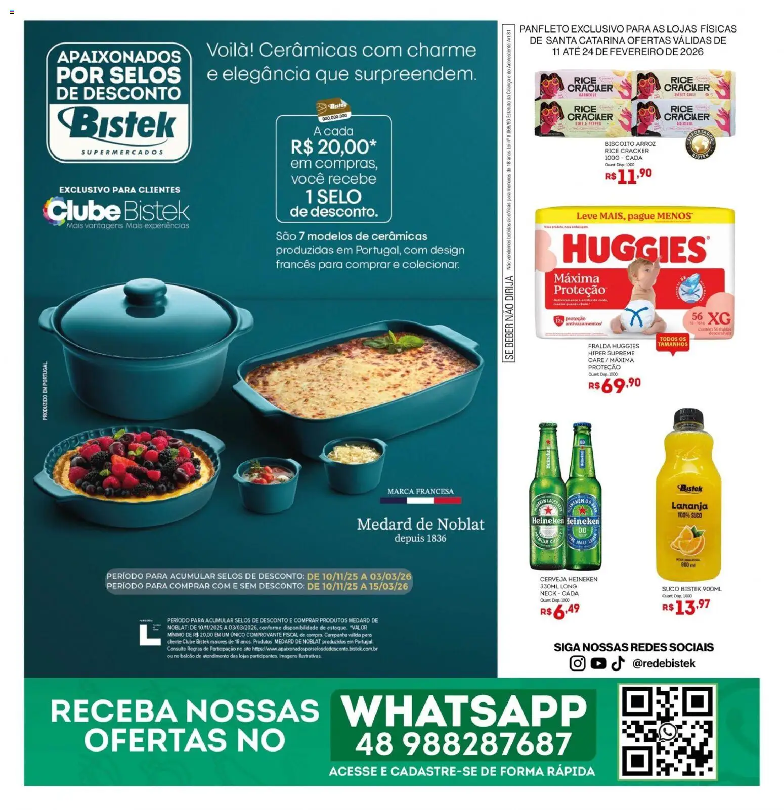 Bistek Supermercados Folheto - válido de 11.02.2026 | Página: 1 | Produtos: Cerveja, Arroz, Cerveja Heineken, Heineken