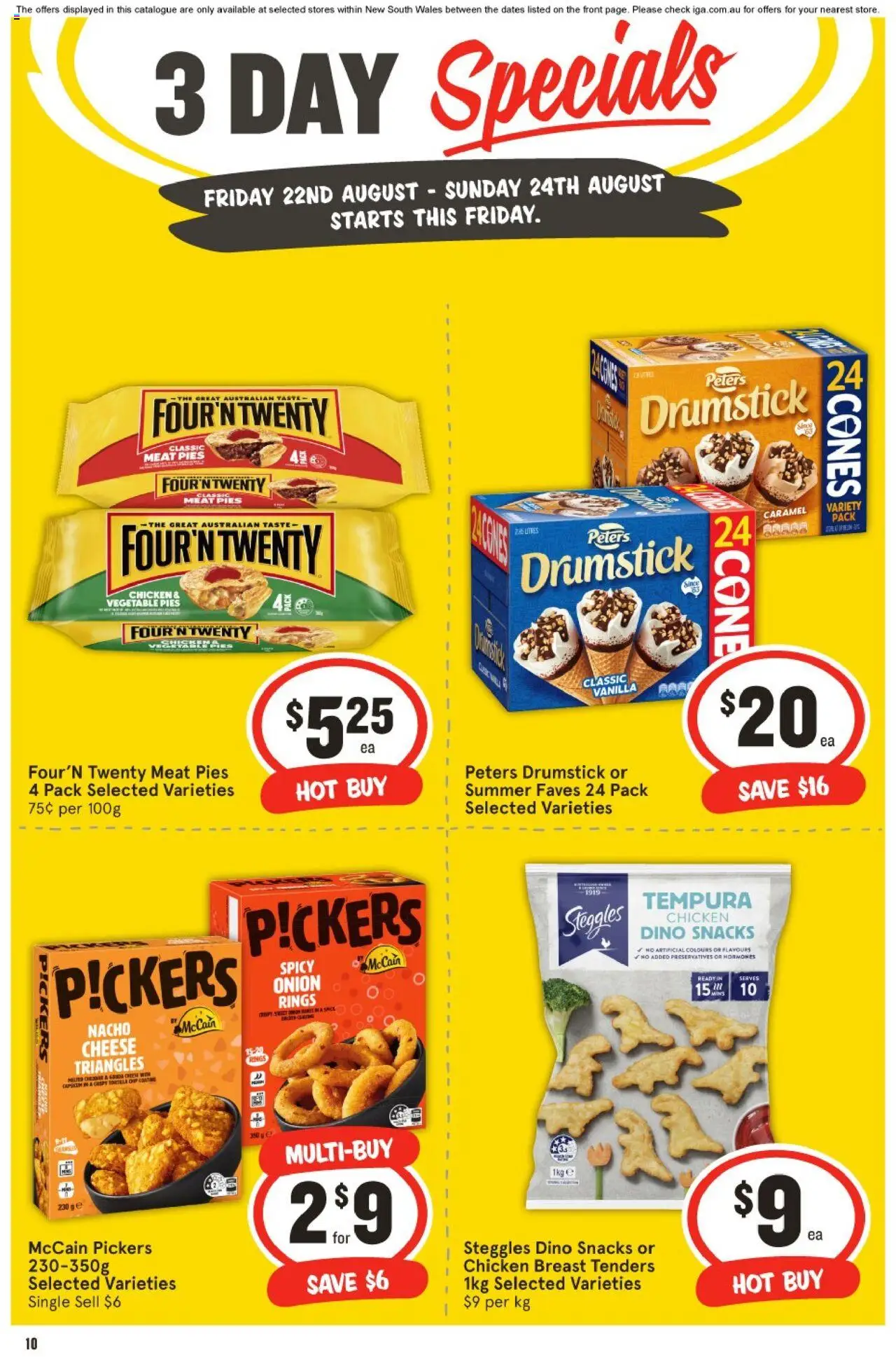 IGA catalogue - valid from 22.08.2025 | Page: 3 | Products: Cheese, Chicken, Meat, Pies