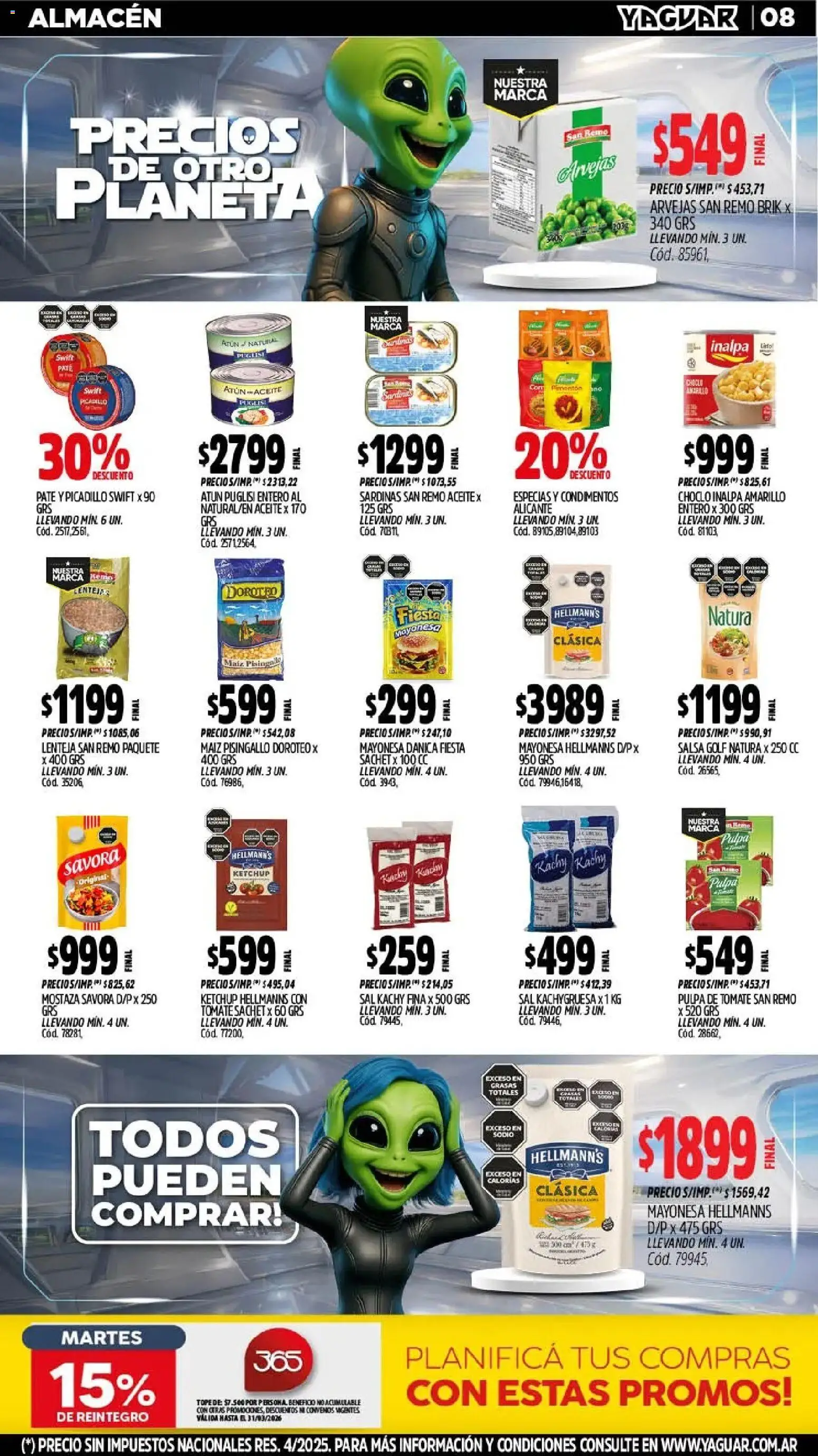 Yaguar - Oferta Semanal Salta │ válido desde el 02.03.2026 | Página: 8 | Productos: Lentejas, Maiz, Tomate, Paté