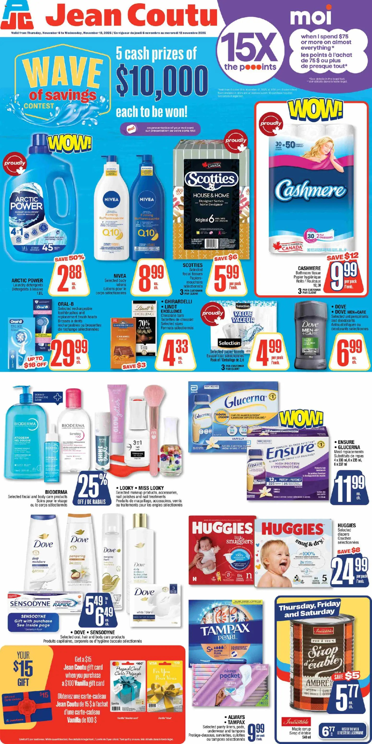 Jean Coutu flyer valid from 06.11.2025 | Page: 1 | Products: Cable, Brush, Chocolate, Underwear