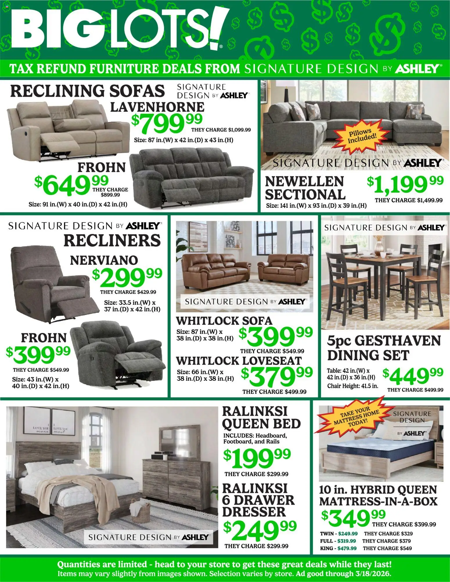 Big Lots Weekly Ad - valid from 12.03.2026 | Page: 1 | Products: Bed, Table, Chair, Loveseat