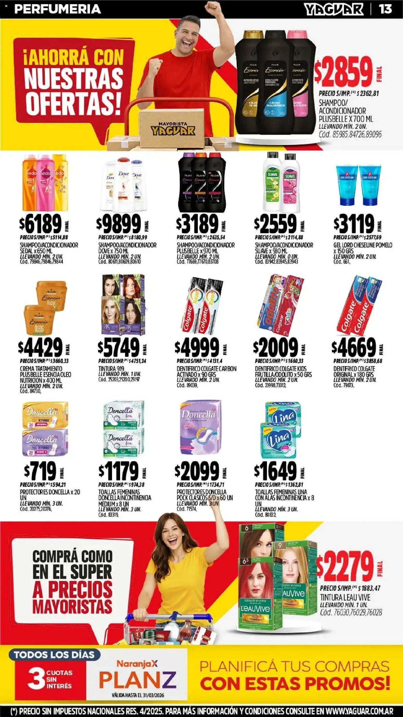 Yaguar - Oferta Semanal Santa Fé │ válido desde el 02.03.2026 | Página: 13 | Productos: Toallas, Tintura, Acondicionador, Pomelo