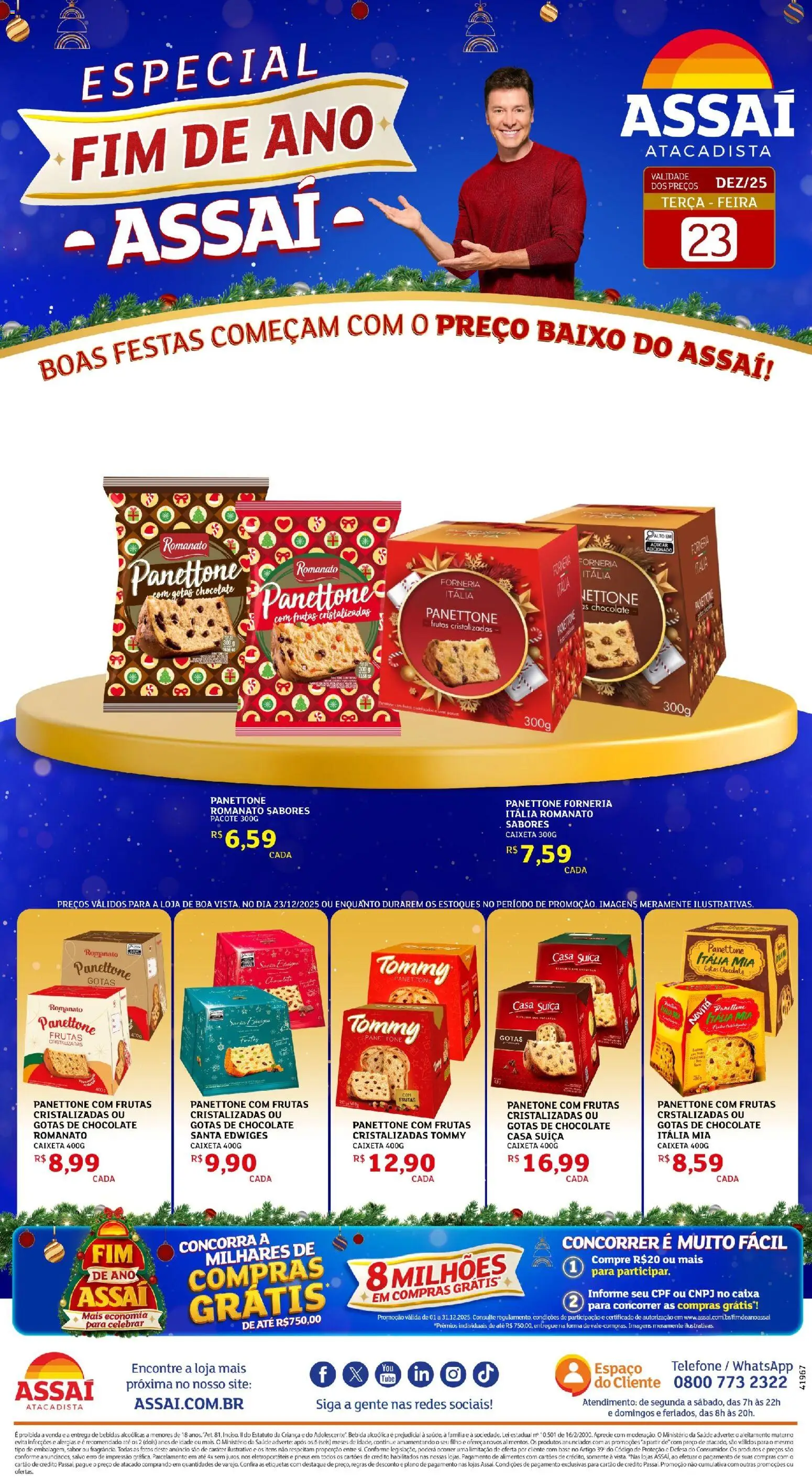 Assaí Atacadista Folheto - válido de 23.12.2025 | Página: 1 | Produtos: Chocolate, Baixo, Bebida, Telefone