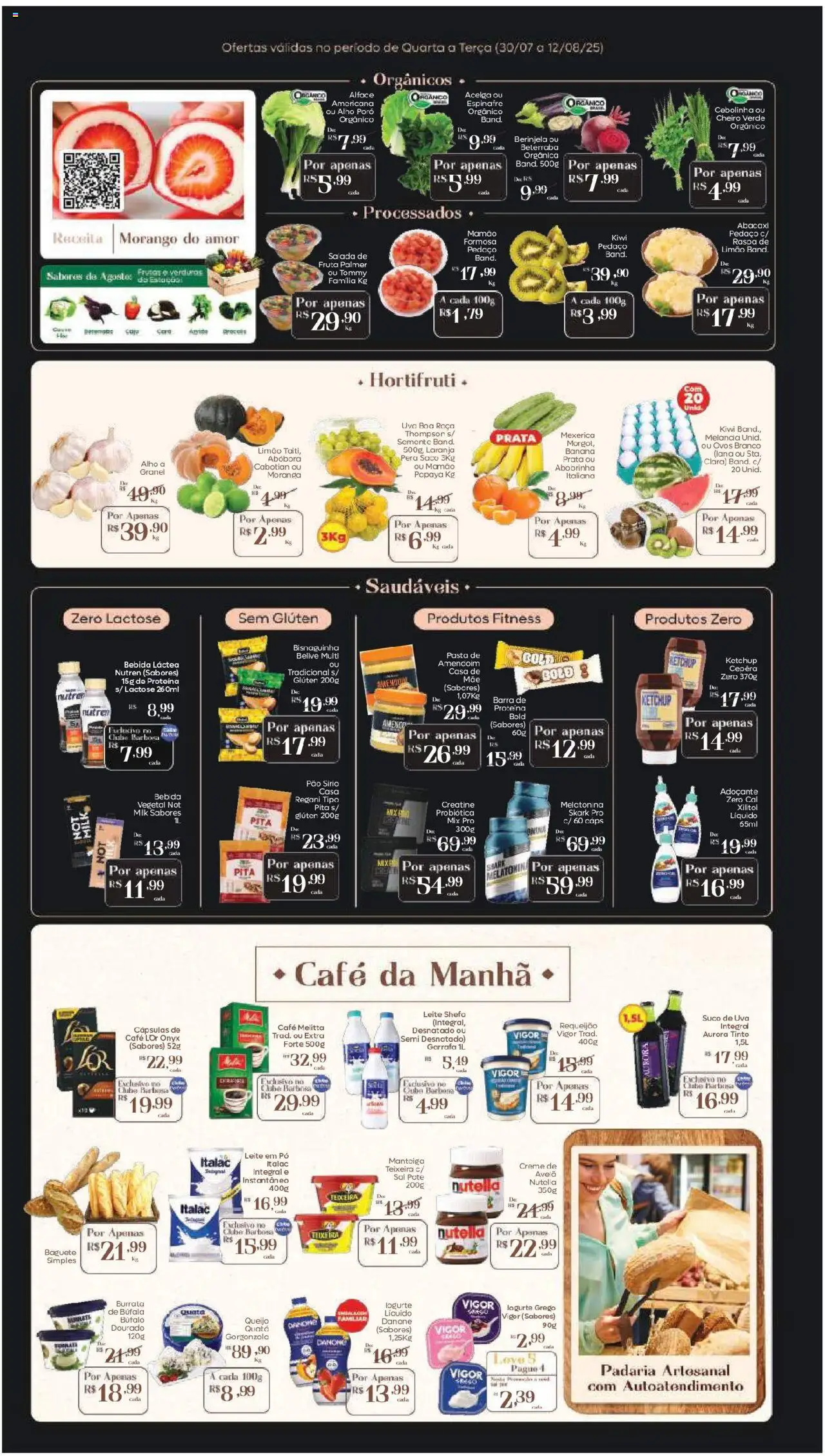 Barbosa Supermercados Folheto - válido de 30.07.2025 | Página: 2 | Produtos: Espinafre, Queijo, Abacaxi, Alface