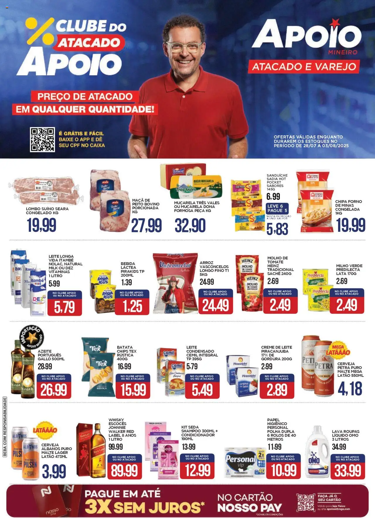 Apoio Mineiro Folheto - válido de 28.07.2025 | Página: 1 | Produtos: Shampoo, Condicionador, Caixa, Muçarela