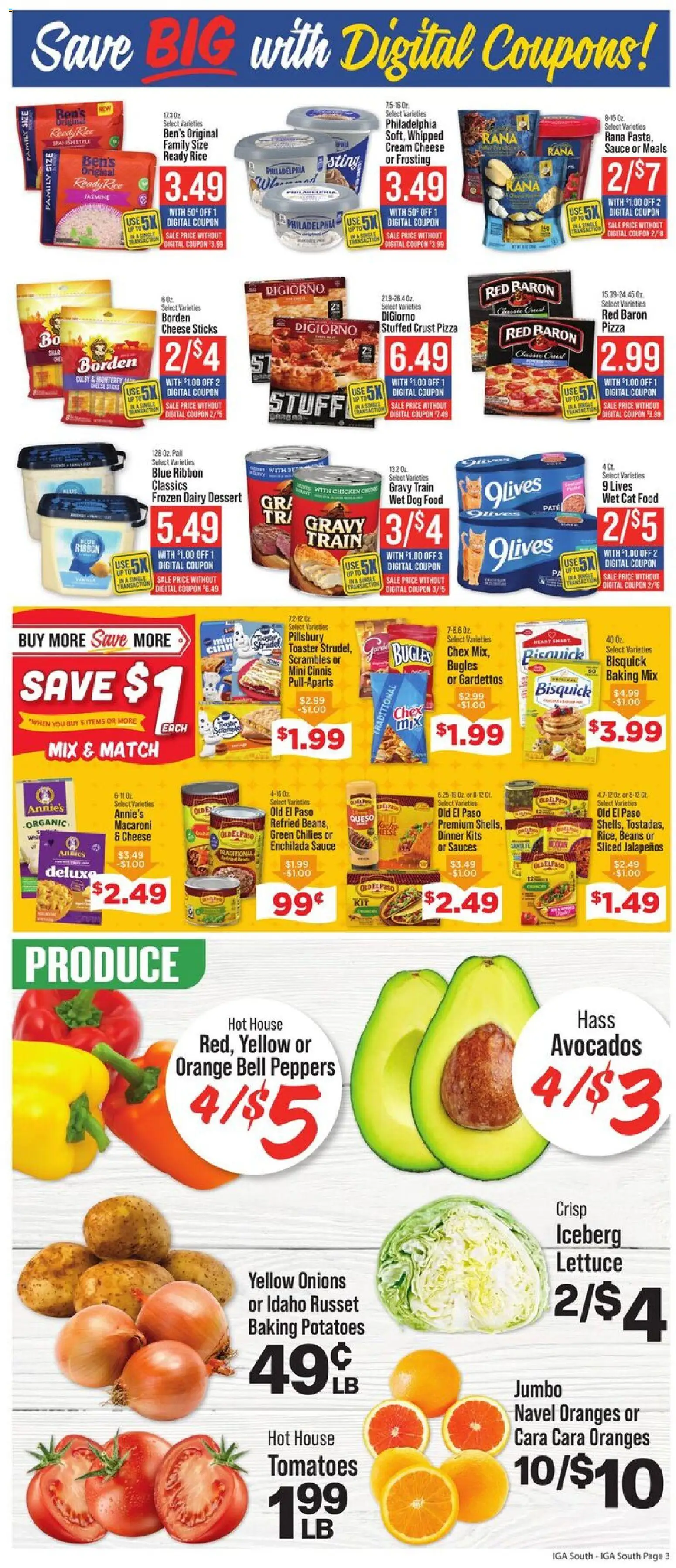 IGA Weekly Ad - valid from 08.04.2026 | Page: 4 | Products: Cheese, Pizza, Rice, Potatoes