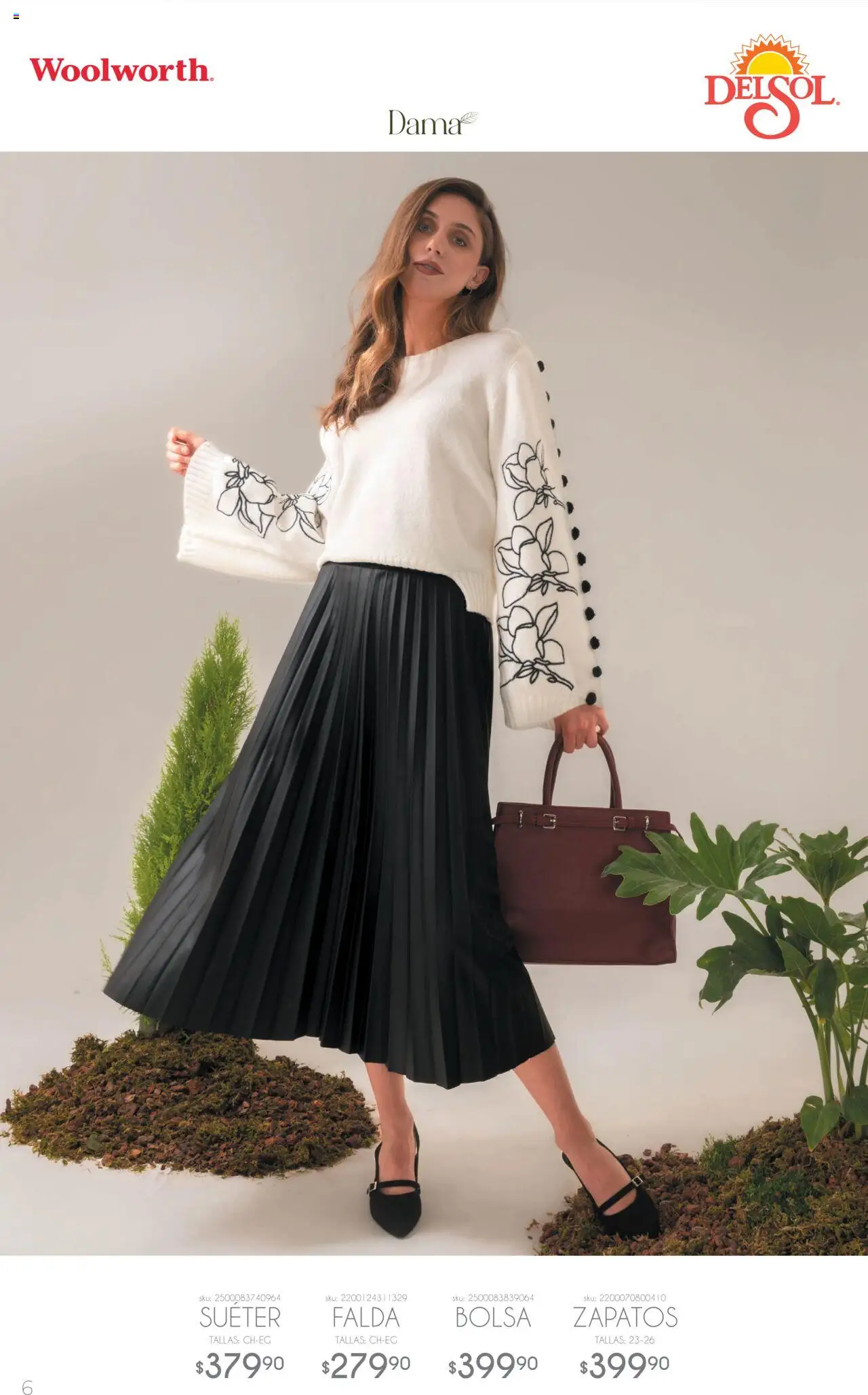 Nuevas ofertas de Del Sol y Woolworth válidas en toda la República Mexicana desde el 02.10.2025. ¡Encuentra las mejores ofertas en Del Sol y Woolworth - Catálogo Luce El Otoño! | Página: 6 | Productos: Suéter, Bolsa, Vestido, Conjunto