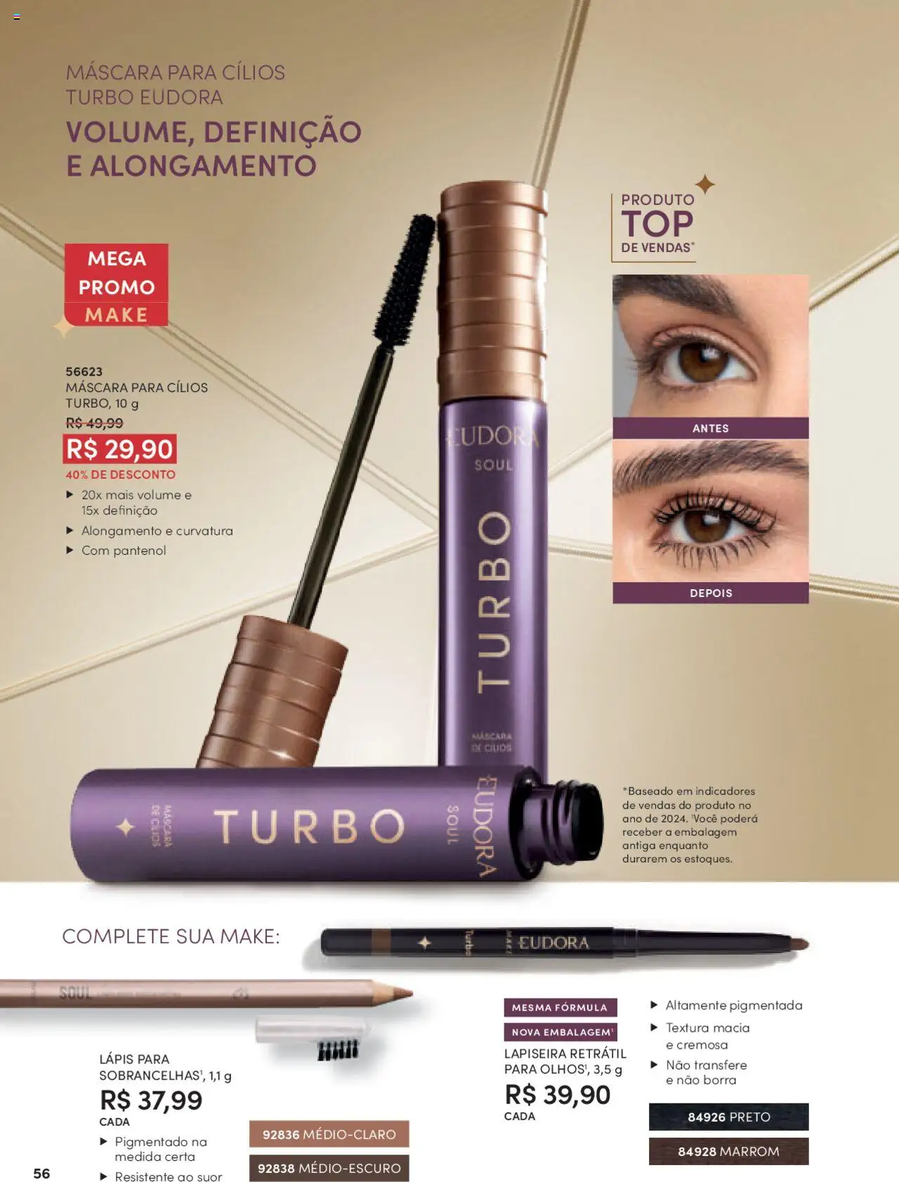 Eudora Folheto - válido de 08.09.2025 | Página: 56 | Produtos: Máscara para cílios, Lápis, Lapiseira