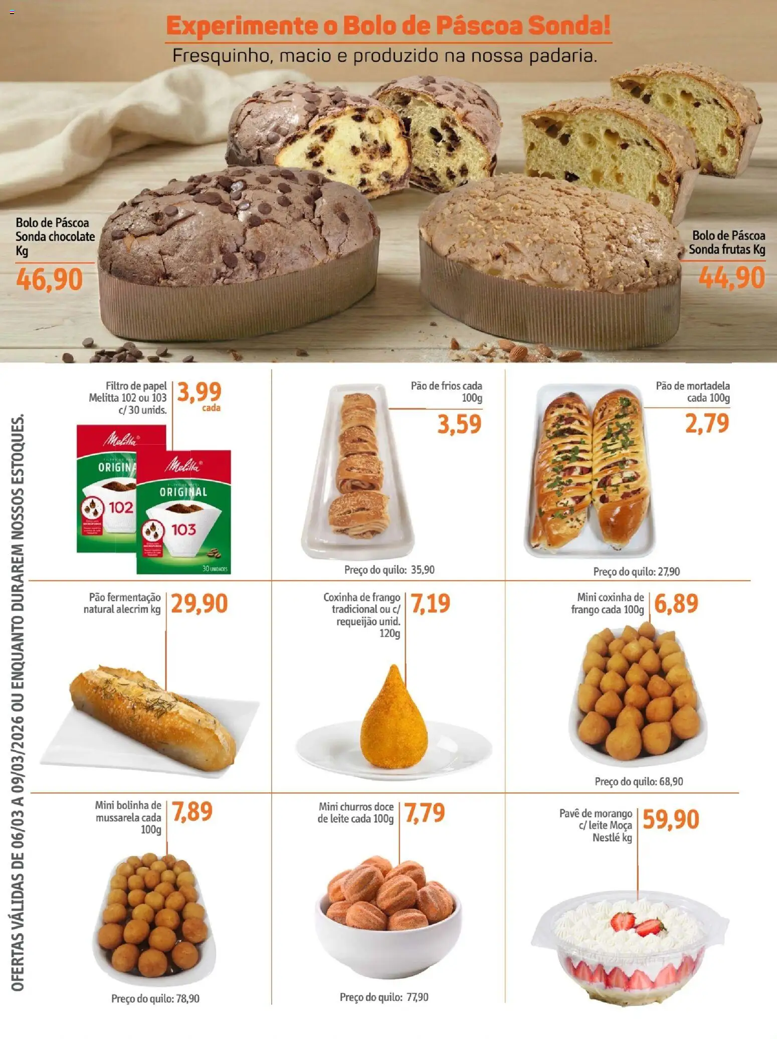 Sonda Folheto - válido de 06.03.2026 | Página: 4 | Produtos: Chocolate, Mortadela, Bolo, Requeijão