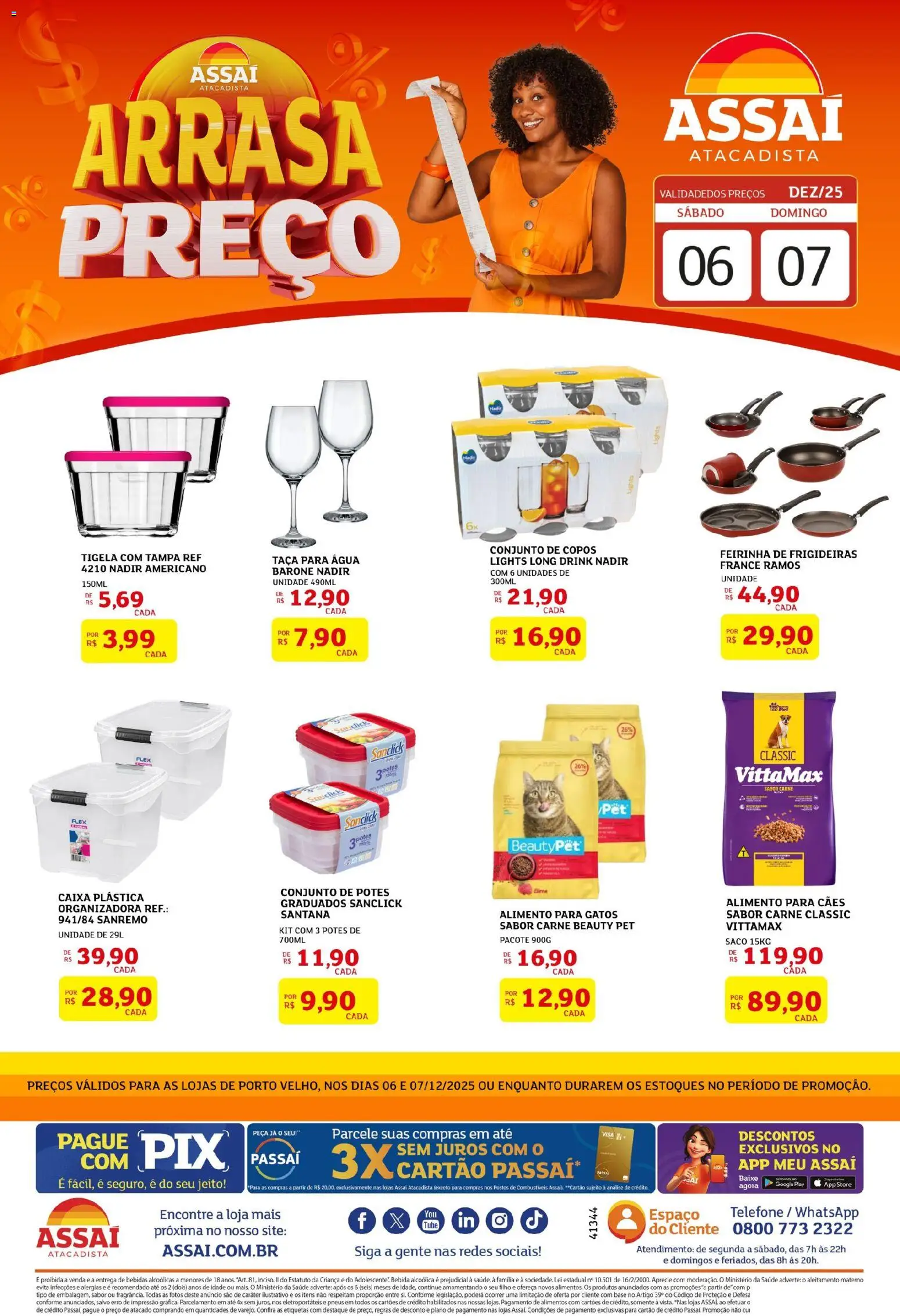 Assaí Atacadista Folheto - válido de 06.12.2025 | Página: 1 | Produtos: Carne, Telefone, Potes, Copos