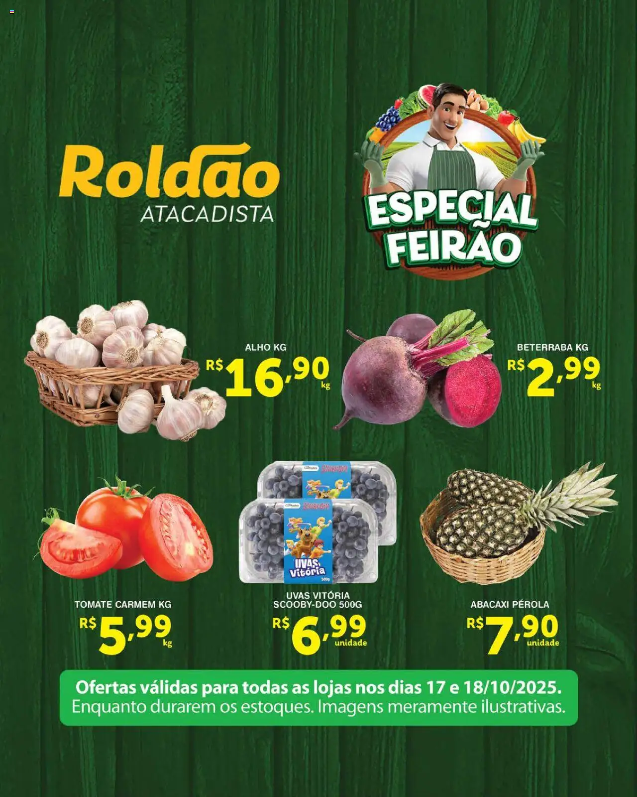 Roldão Folheto - válido de 17.10.2025 | Página: 1 | Produtos: Alho, Beterraba, Abacaxi, Uvas
