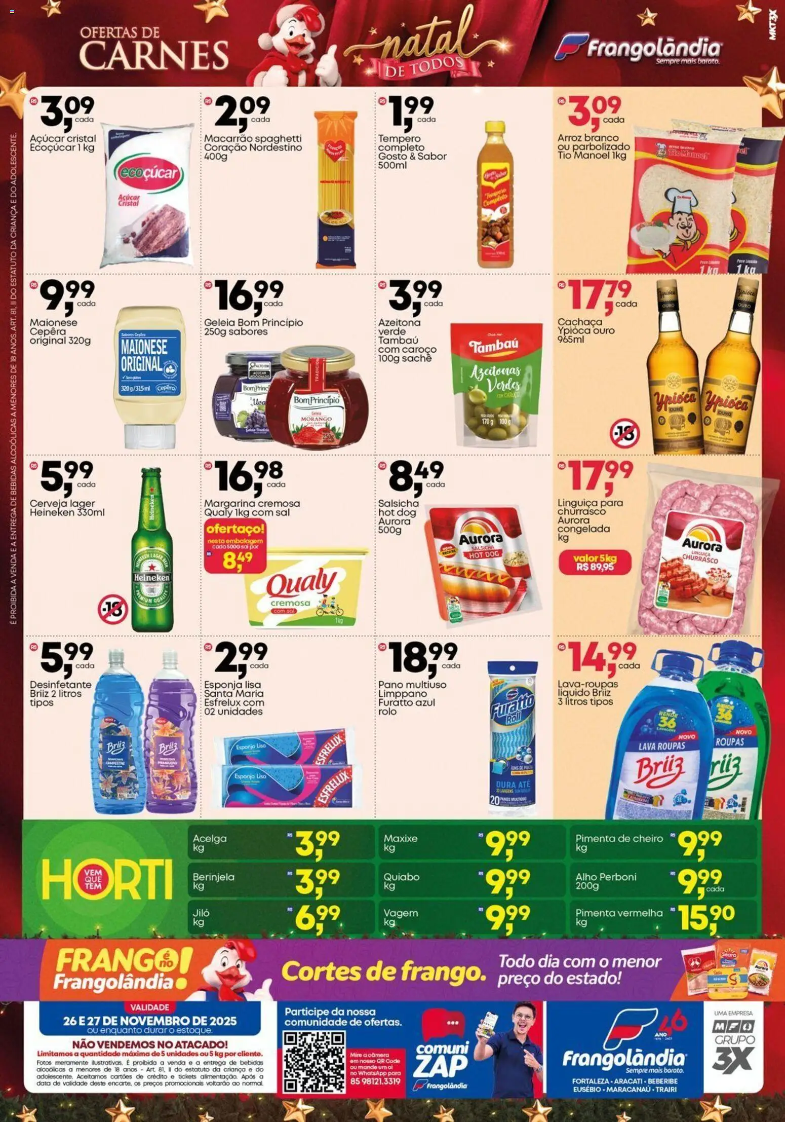 Frangolândia Folheto - válido de 26.11.2025 | Página: 2 | Produtos: Linguiça, Cerveja, Arroz, Macarrão