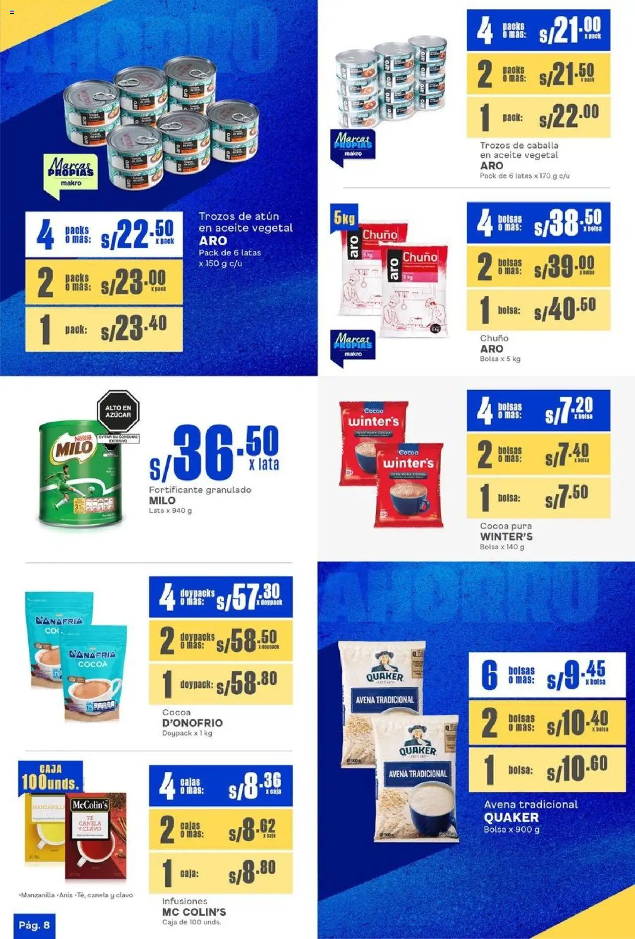Catálogo Makro válido desde 25.09.2025 | Página: 8 | Productos: Caja, Aceite, Avena, Bolsa